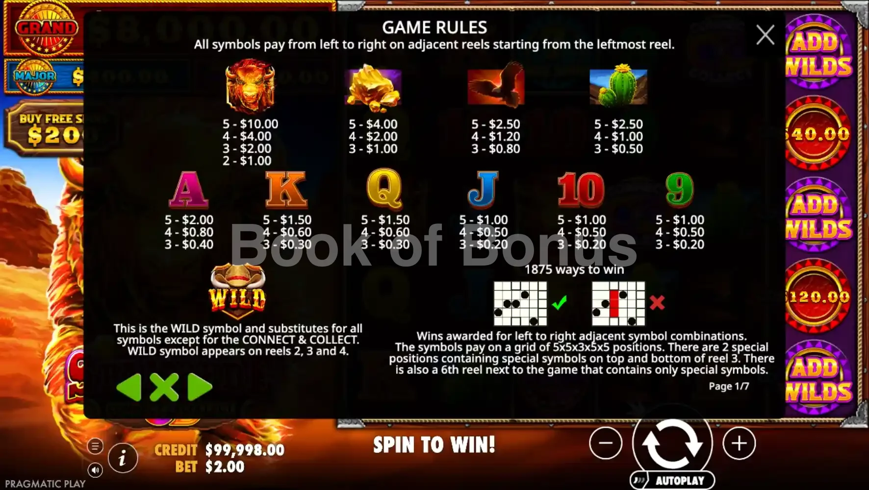 Fire Stampede par Pragmatic Play - table des gains et valeurs des symboles