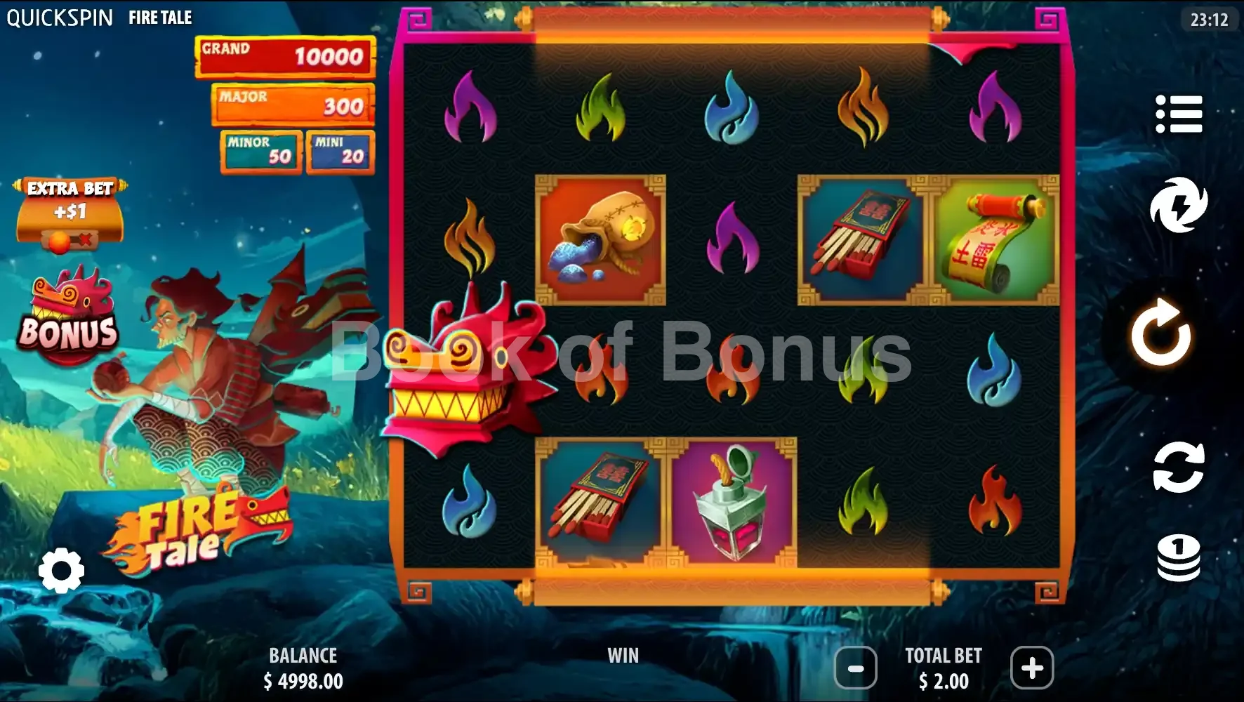 Fire Tale par Quickspin - jeu de base et disposition des rouleaux