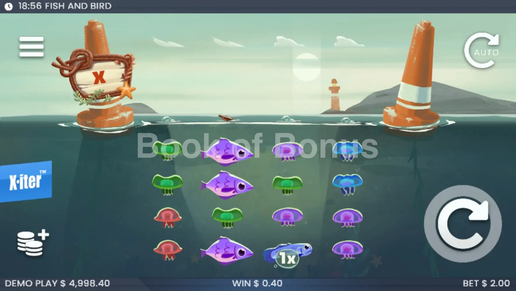 Fish and Bird par ELK Studios - jeu de base et disposition des rouleaux