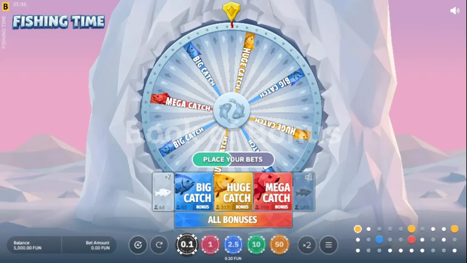 Fishing Time par BGaming - jeu de base et disposition des rouleaux