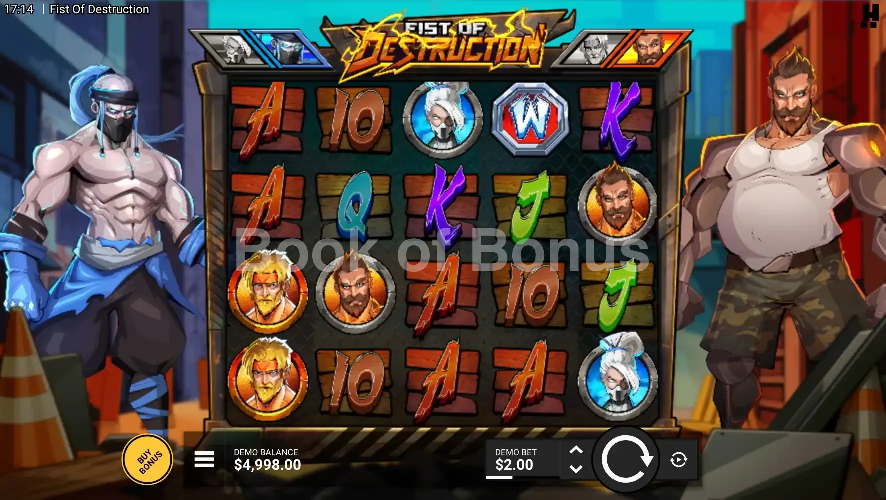 Fist of Destruction par Hacksaw Gaming - jeu de base et disposition des rouleaux