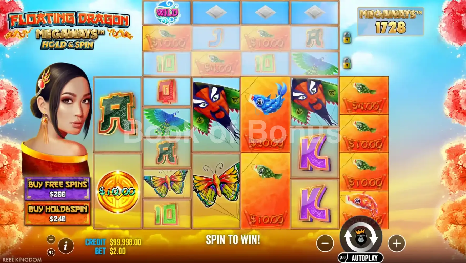 Floating Dragon Megaways par Reel Kingdom - jeu de base et disposition des rouleaux