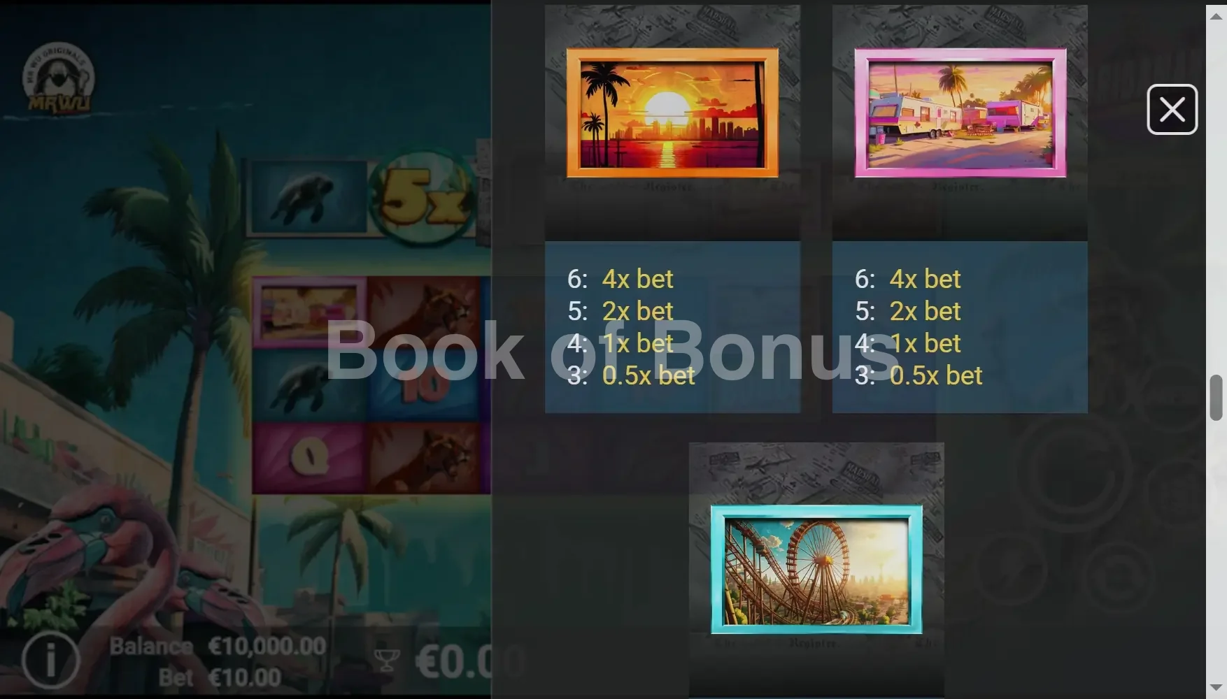 Floridaman par Avatar UX - table des gains et valeurs des symboles