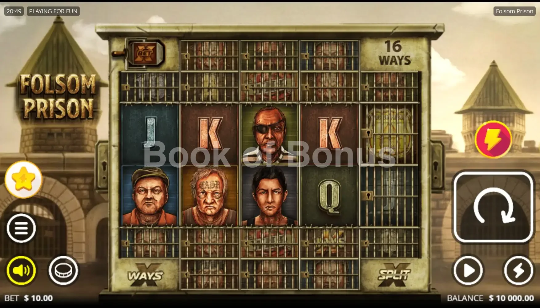 Folsom Prison par Nolimit City - jeu de base et disposition des rouleaux