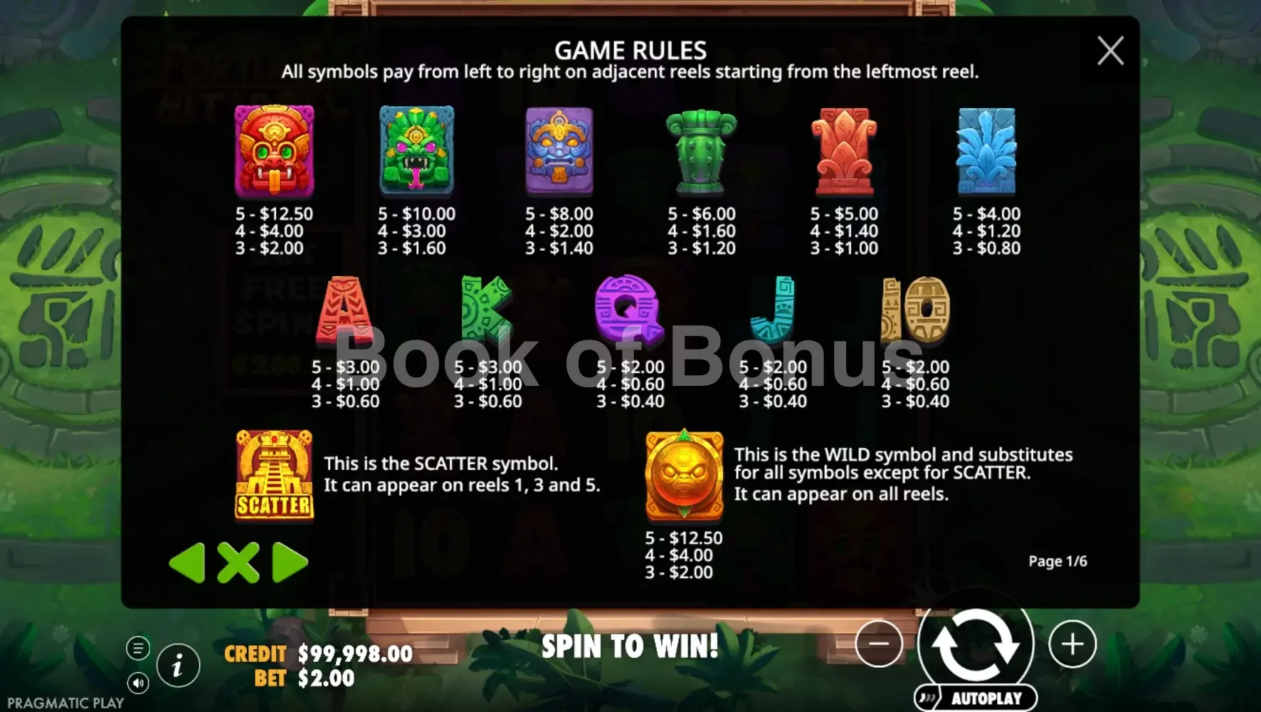 Fortune Hit 'N' Roll par Pragmatic Play - table des gains et valeurs des symboles