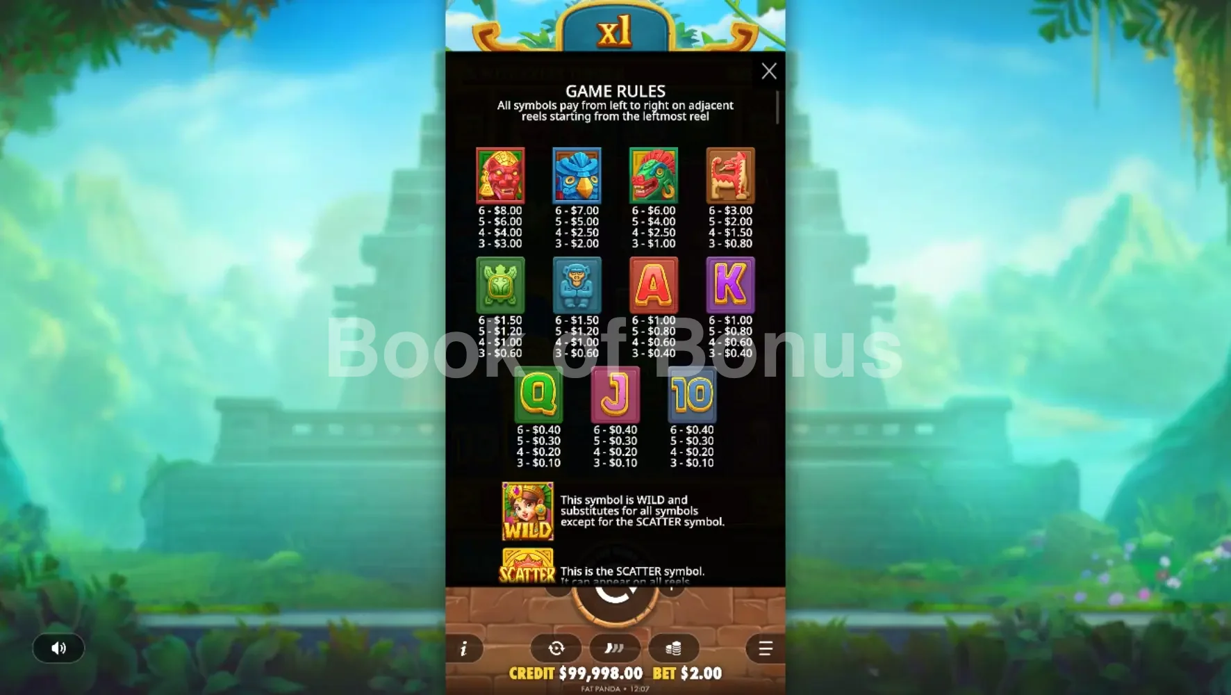 Fortune of Aztec par Pragmatic Play - table des gains et valeurs des symboles