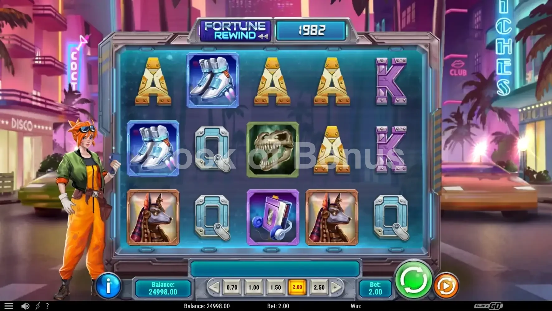 Fortune Rewind par Play'n GO - jeu de base et disposition des rouleaux