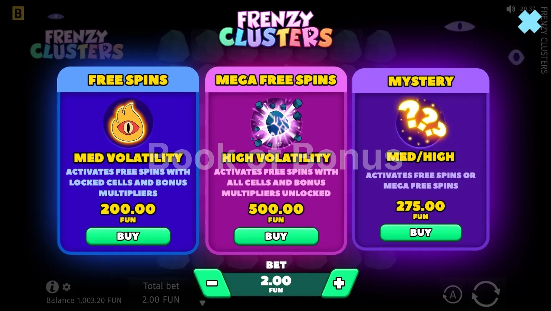 Achat de bonus Frenzy Clusters