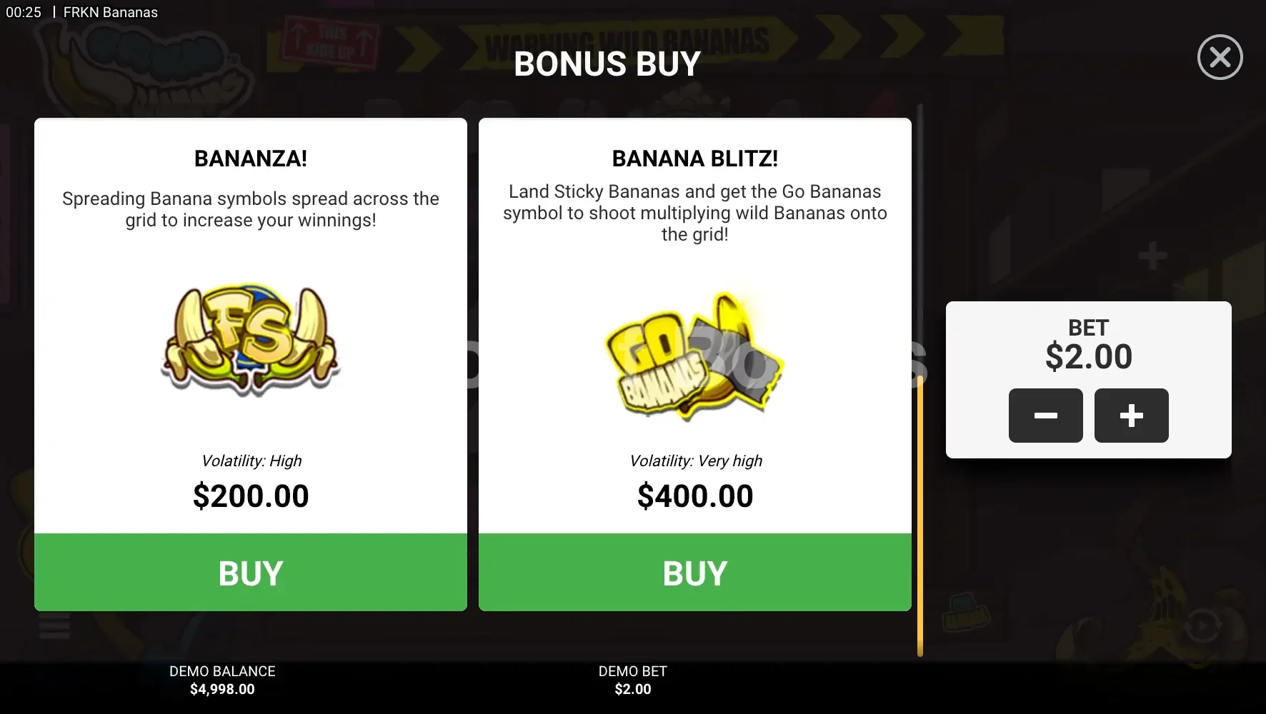 Achat du bonus FRKN Bananas