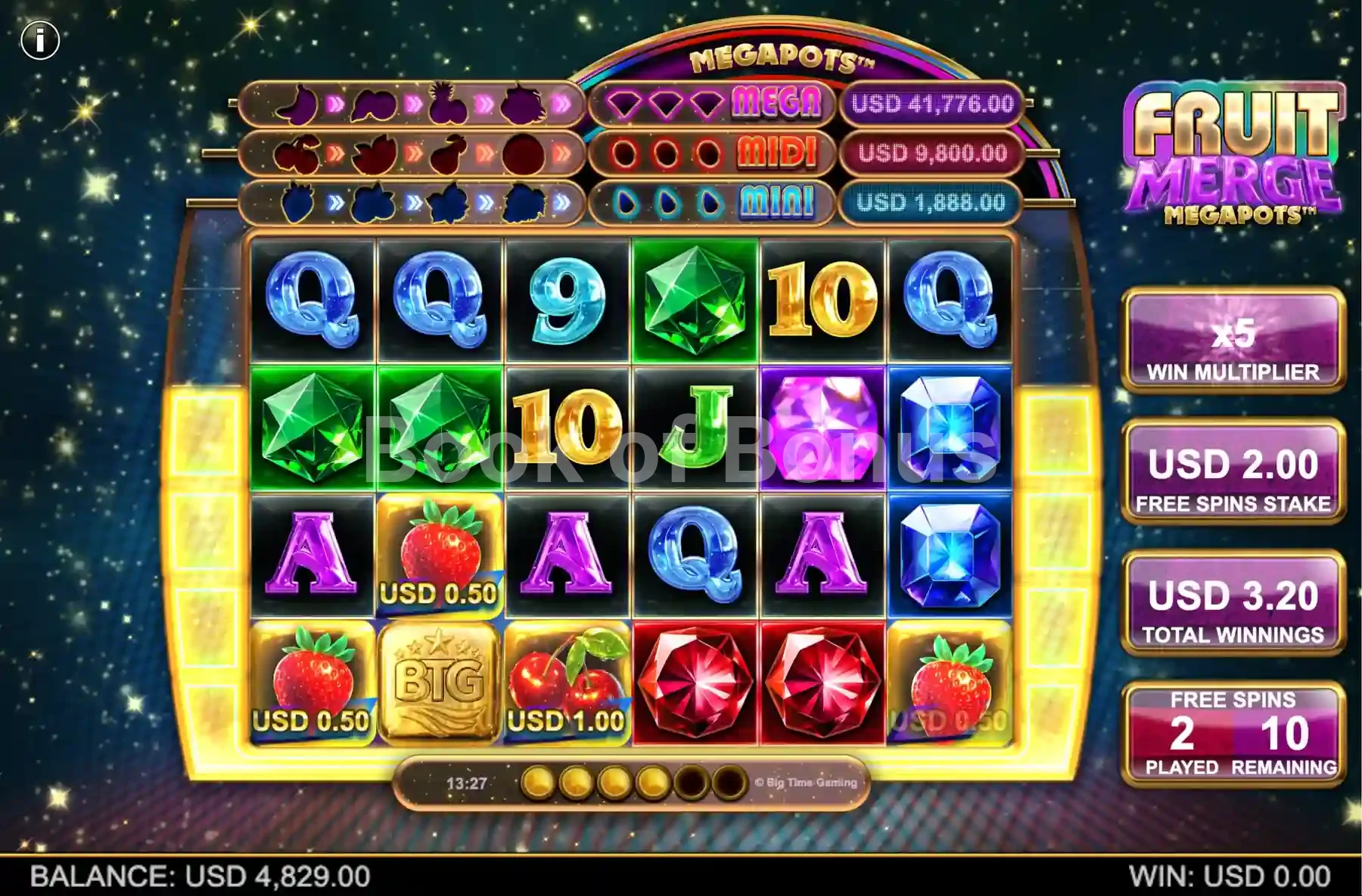 Fruit Merge Megapots par Big Time Gaming - tours gratuits