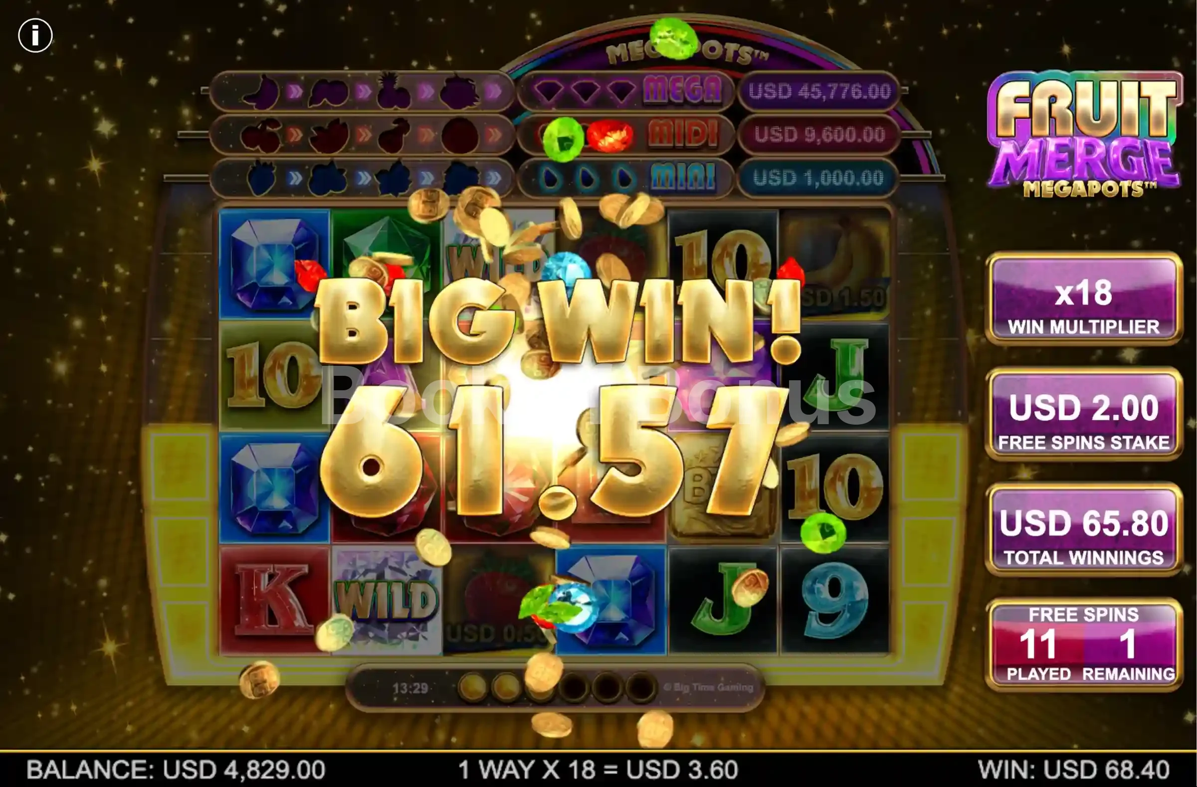 Fruit Merge Megapots par Big Time Gaming - gros gain