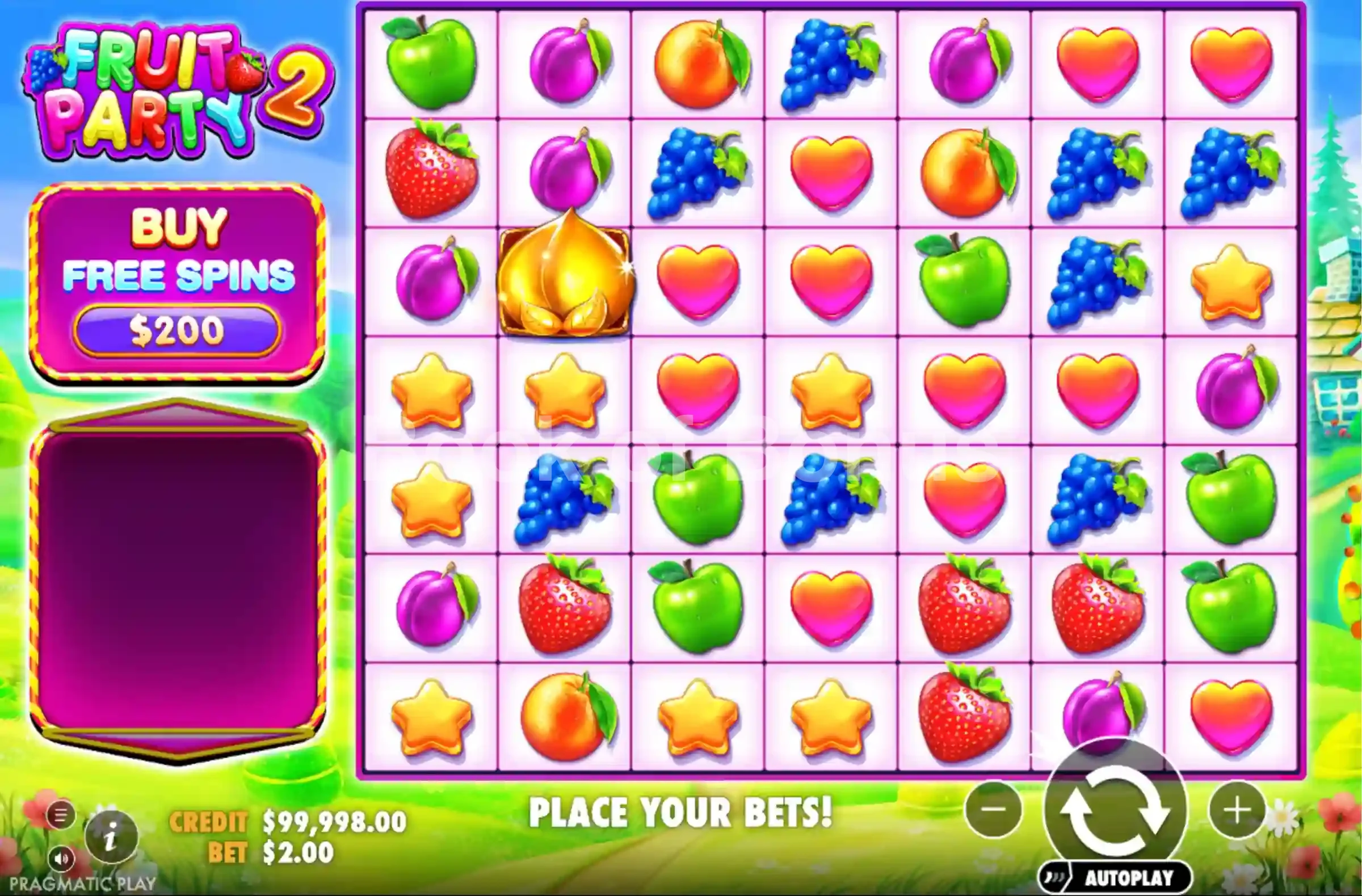 Fruit Party 2 par Pragmatic Play - jeu de base et disposition des rouleaux