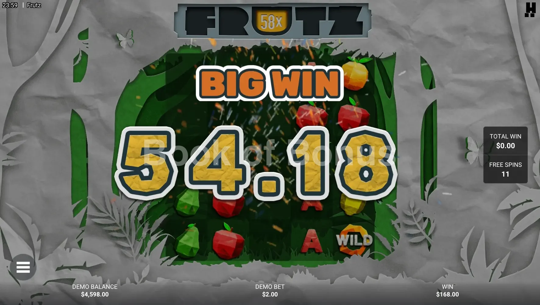 Gros gain Frutz cascade gagnante