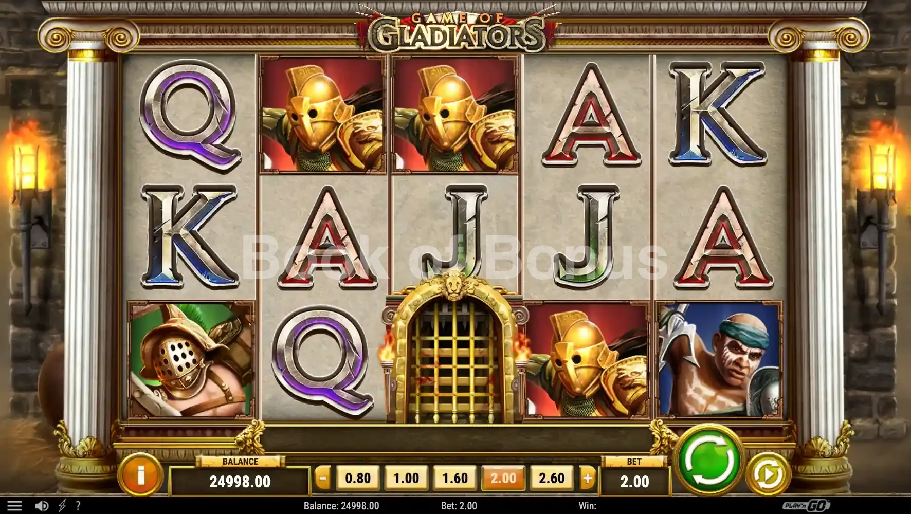 Game of Gladiators par Play'n GO - jeu de base et disposition des rouleaux