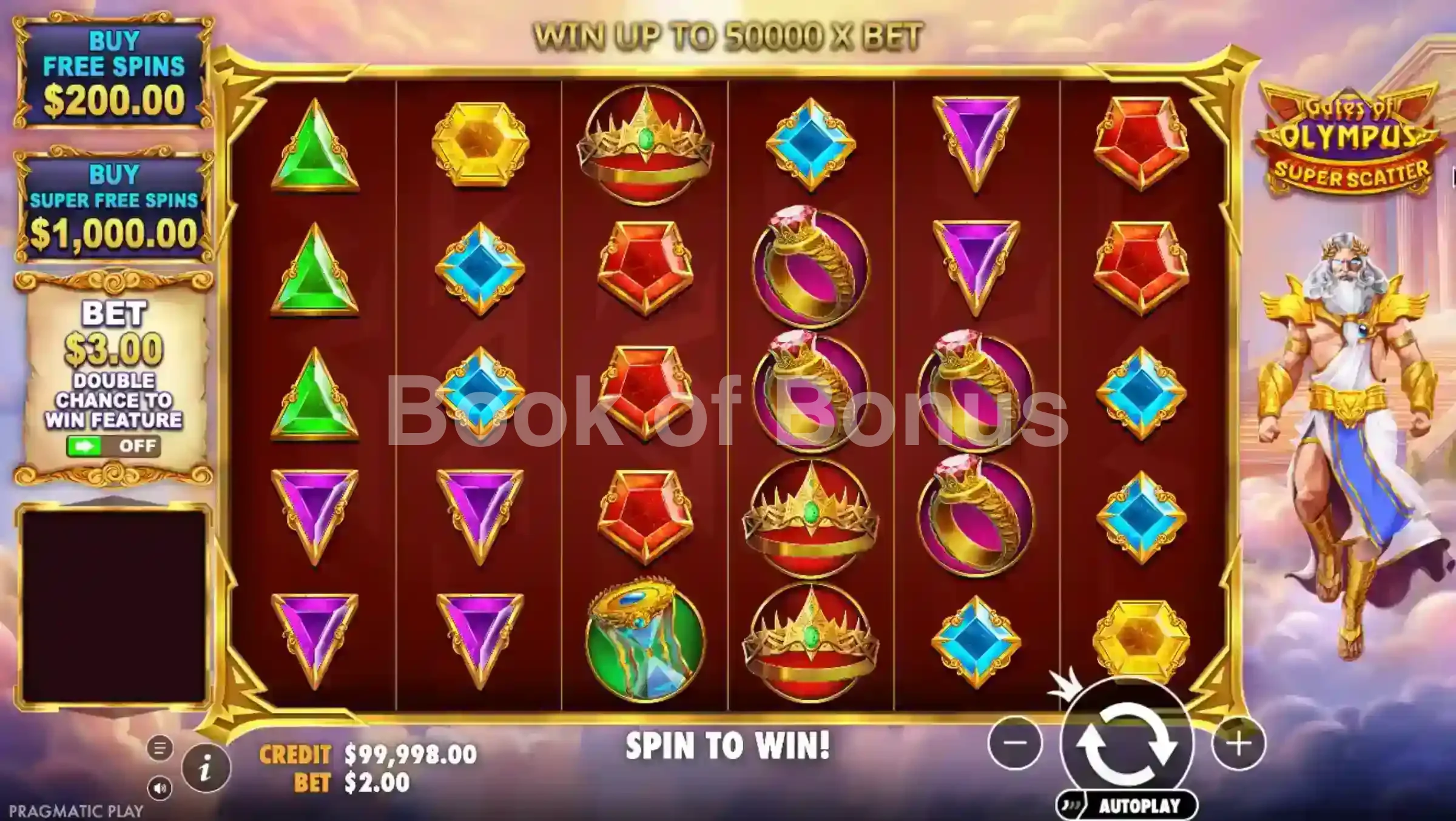 Jeu de base Gates of Olympus Super Scatter