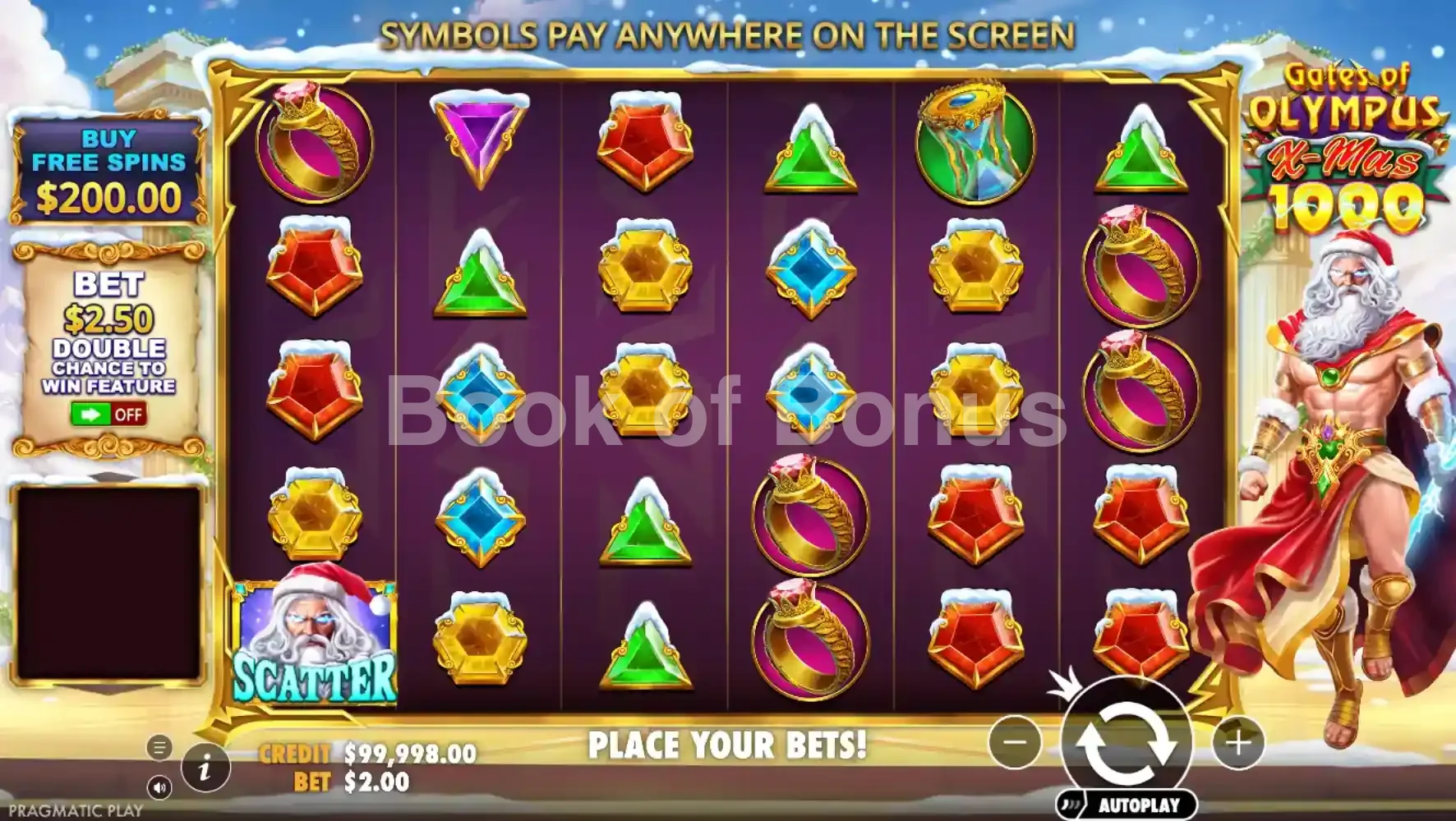 Jeu de base Gates of Olympus Xmas 1000