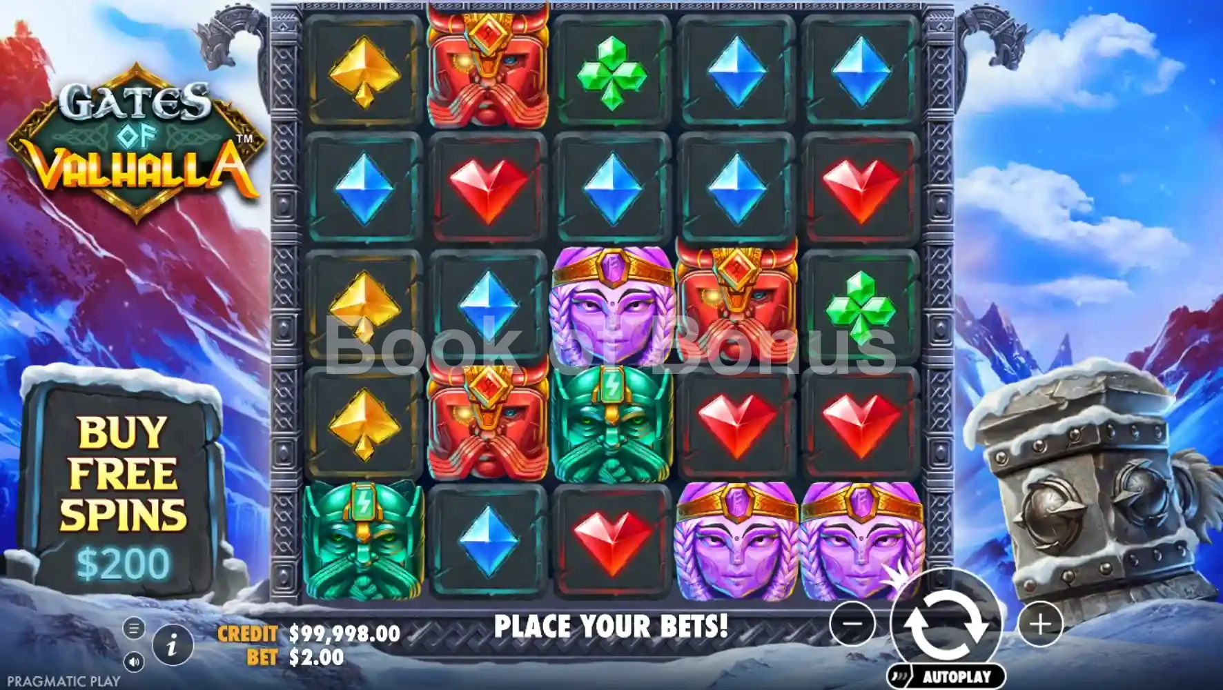 Gates of Valhalla par Pragmatic Play - jeu de base et disposition des rouleaux