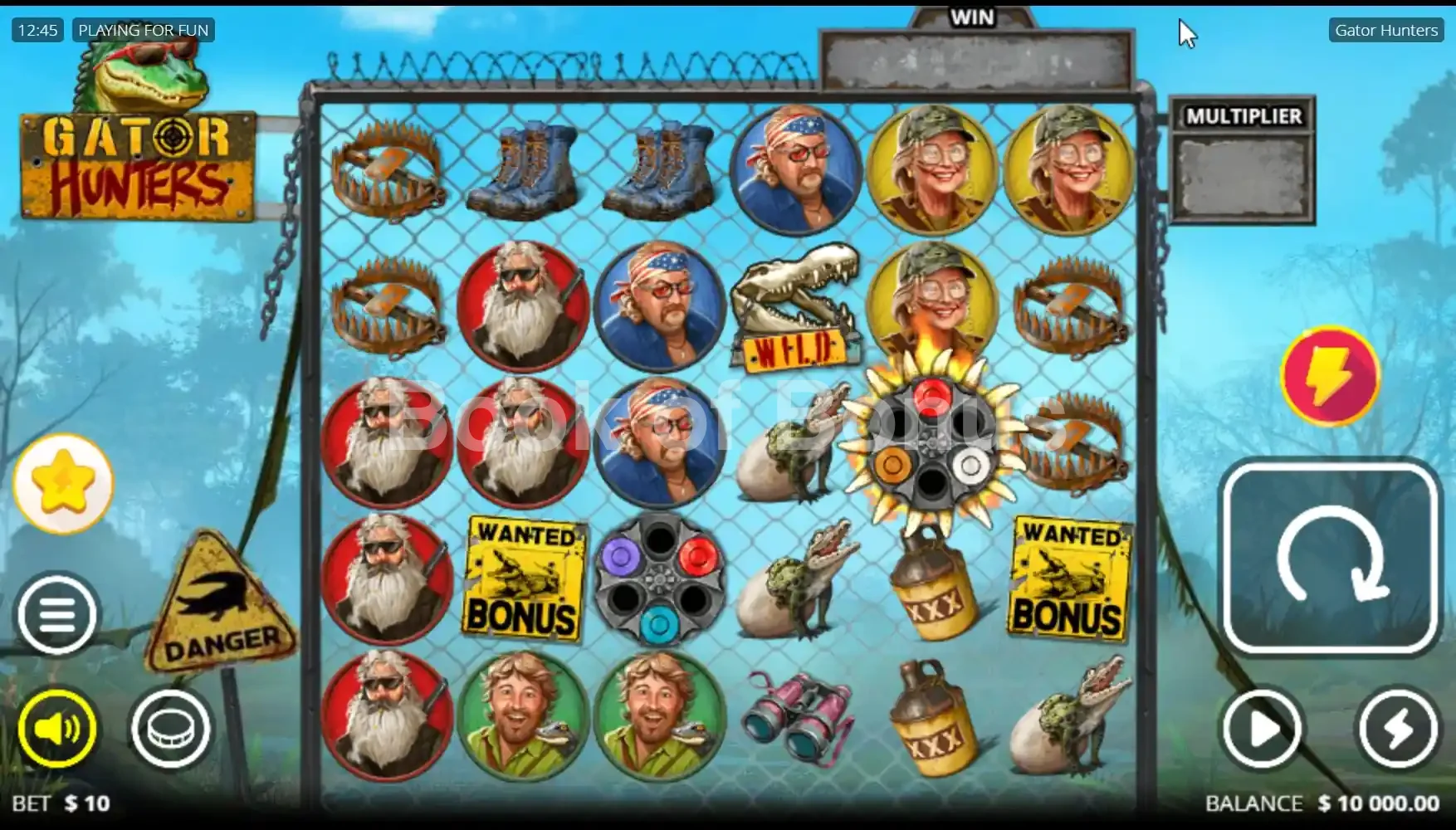 Gator Hunters par Nolimit City - jeu de base et disposition des rouleaux