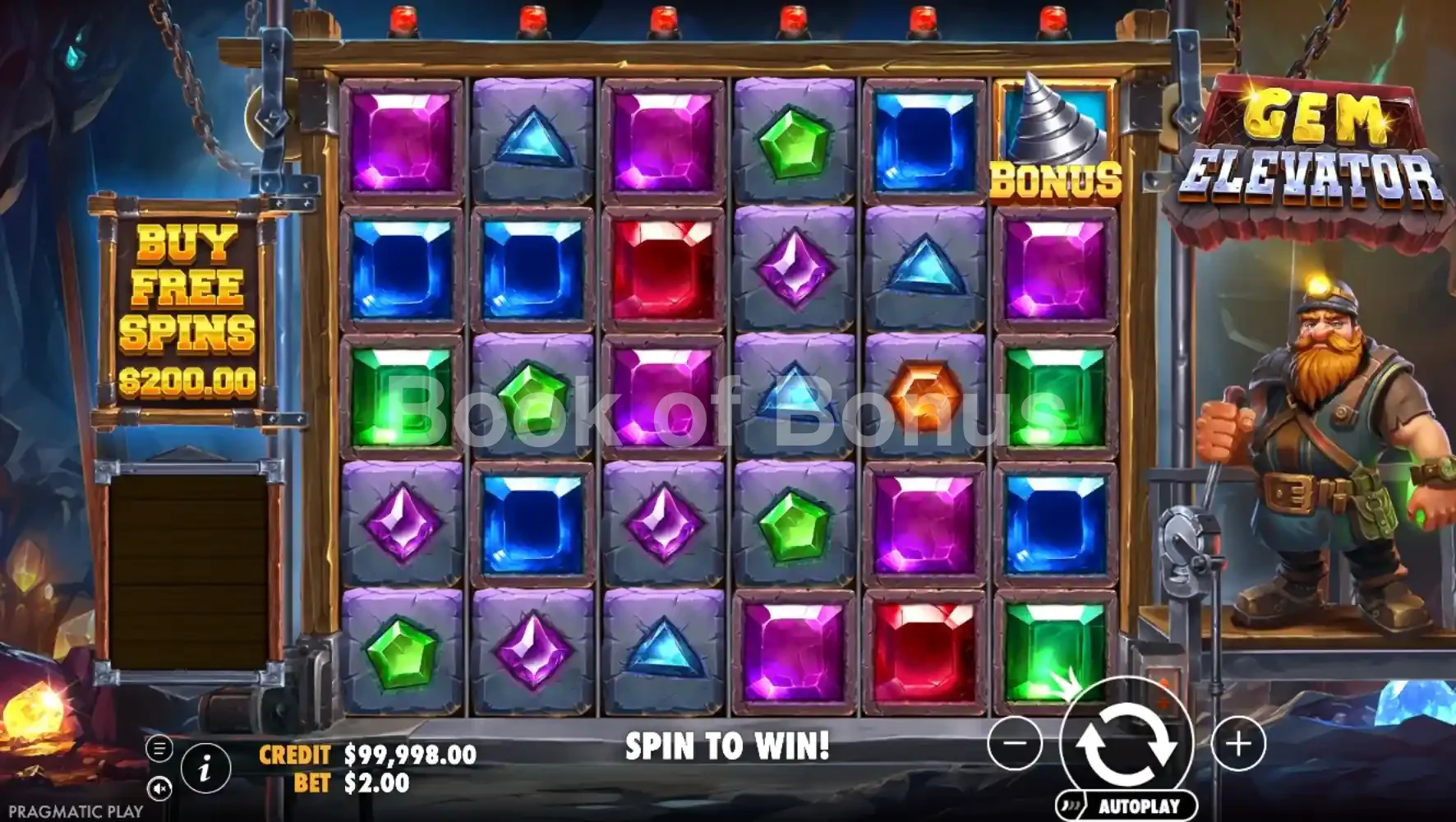 Gem Elevator par Pragmatic Play - jeu de base et disposition des rouleaux