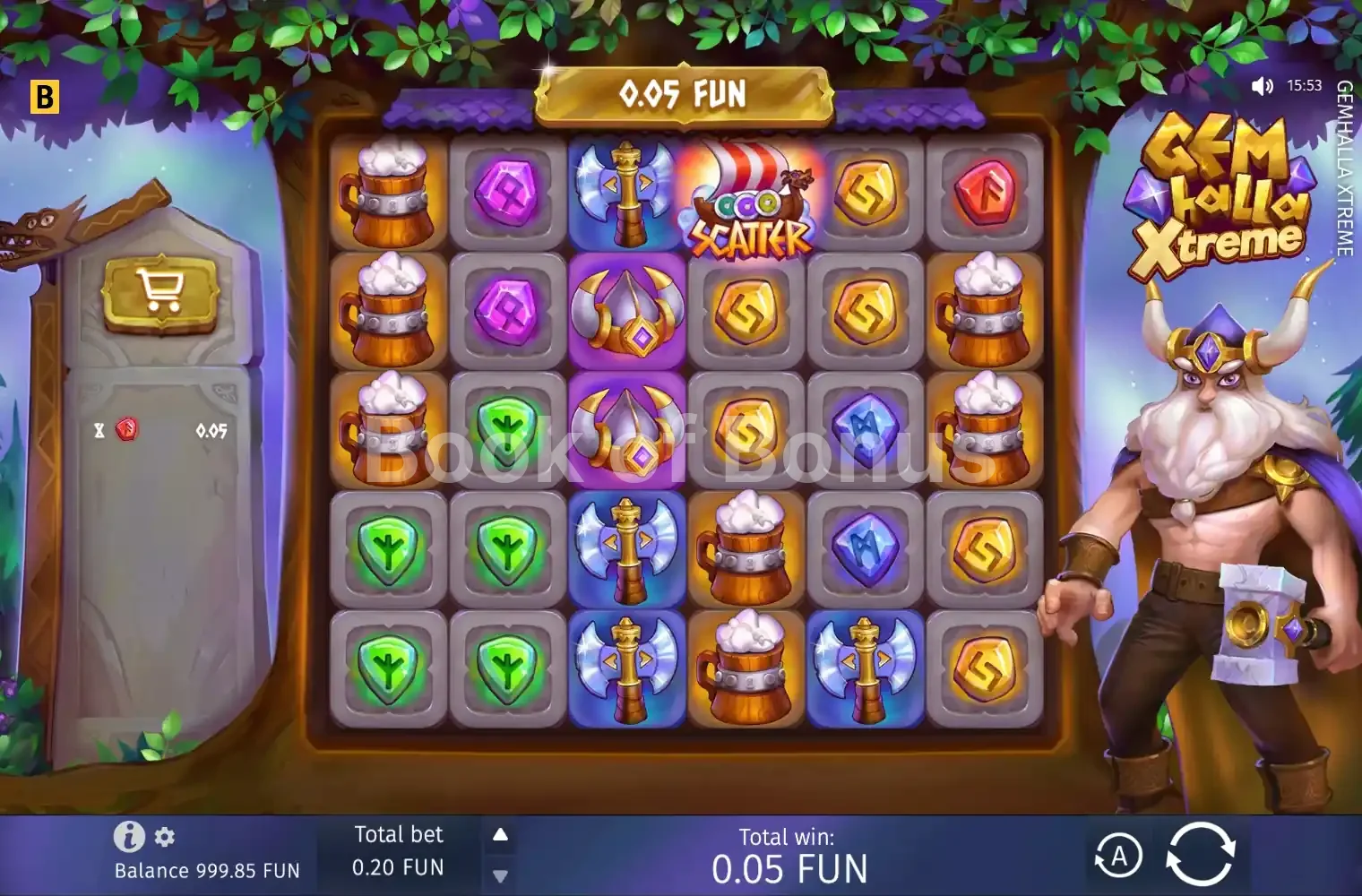 Gemhalla Xtreme par BGaming - jeu de base et disposition des rouleaux