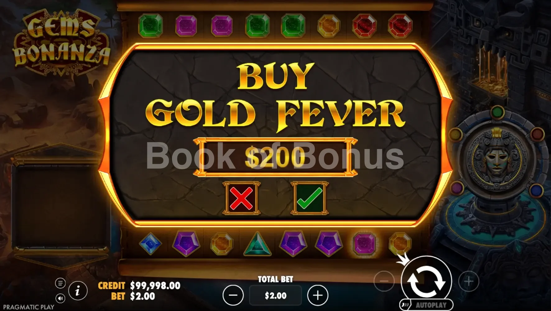Achat de bonus Gems Bonanza