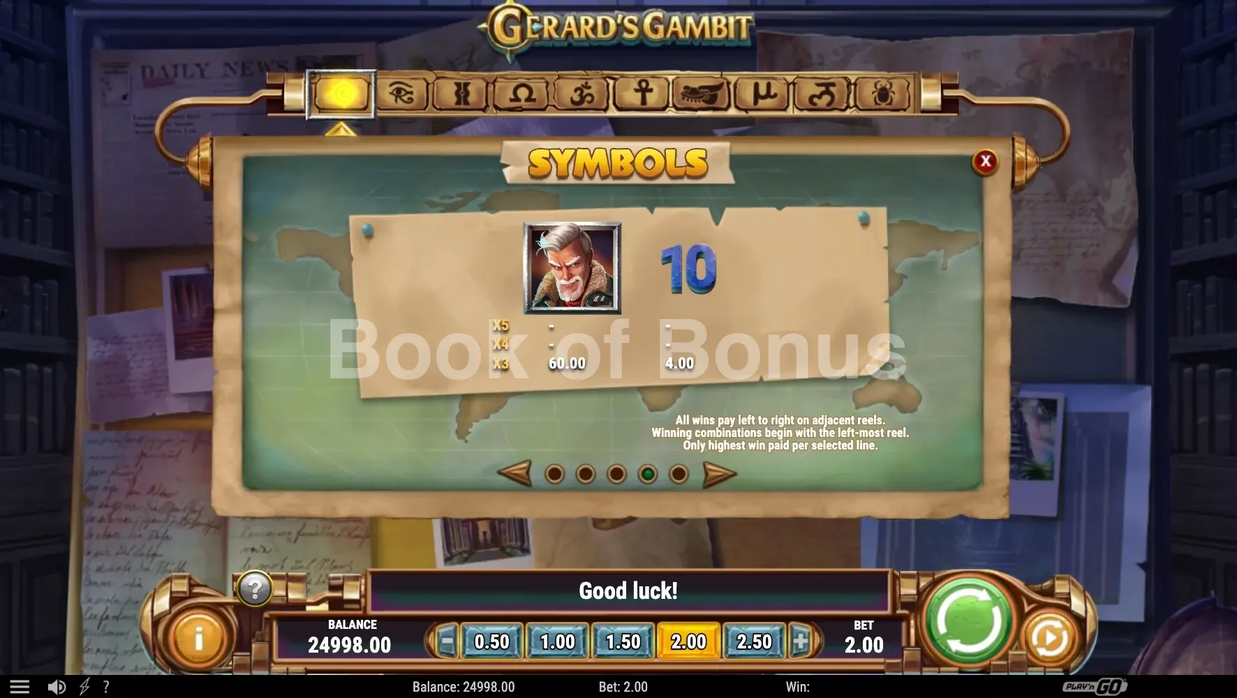 Tableau des gains Gerard's Gambit