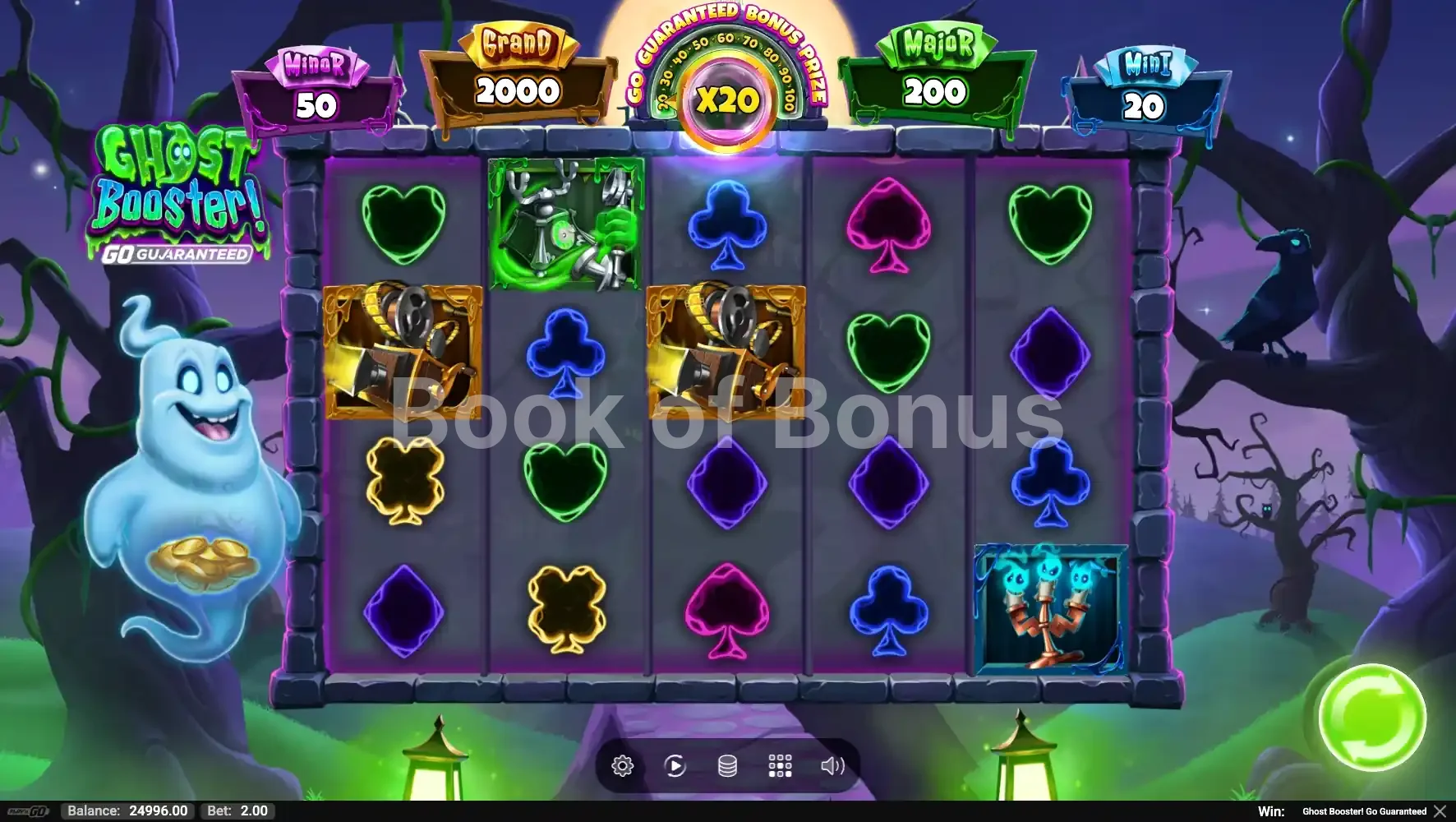 Ghost Booster par Play'n GO - jeu de base et disposition des rouleaux