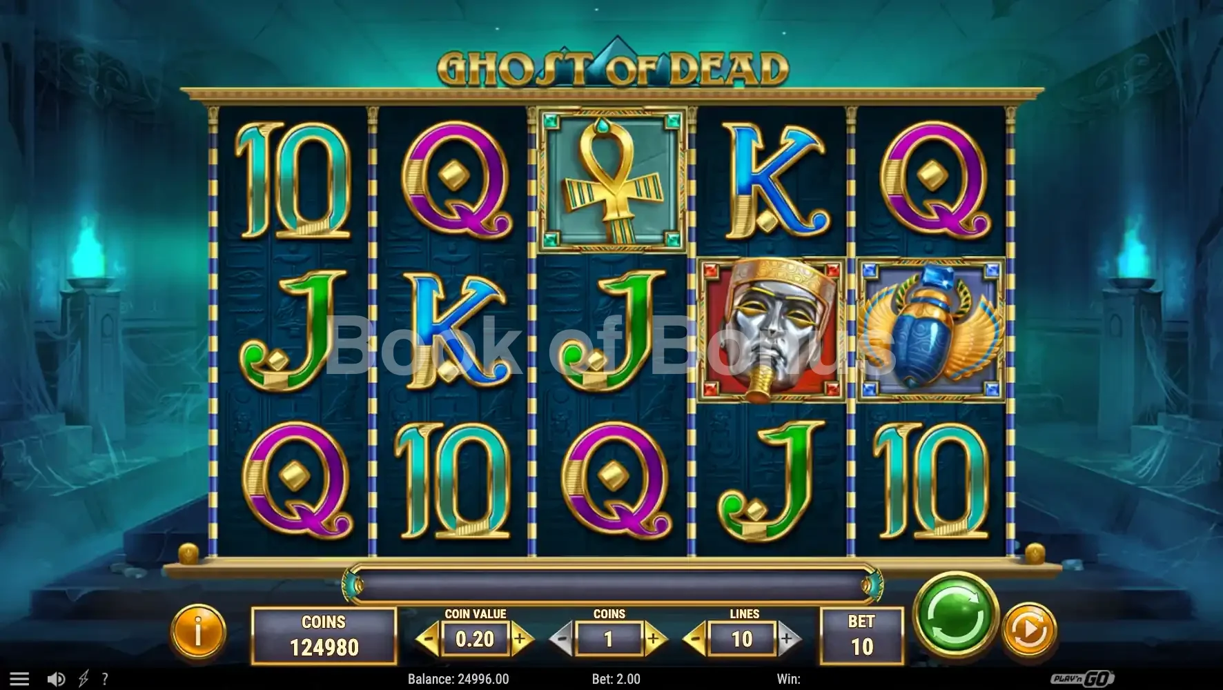 Ghost of Dead par Play'n GO - jeu de base et disposition des rouleaux