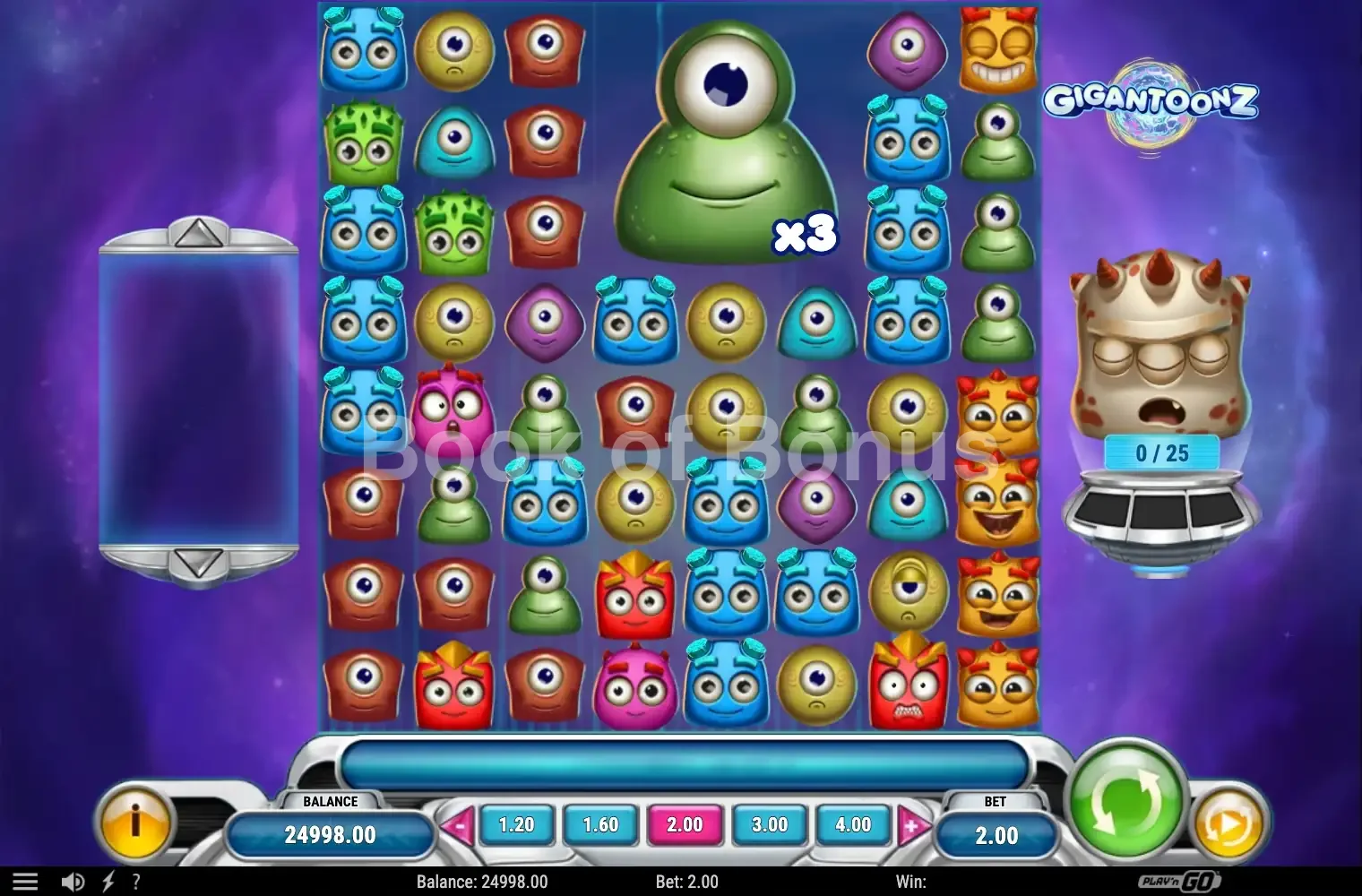 Gigantoonz par Play'n GO - jeu de base et disposition des rouleaux