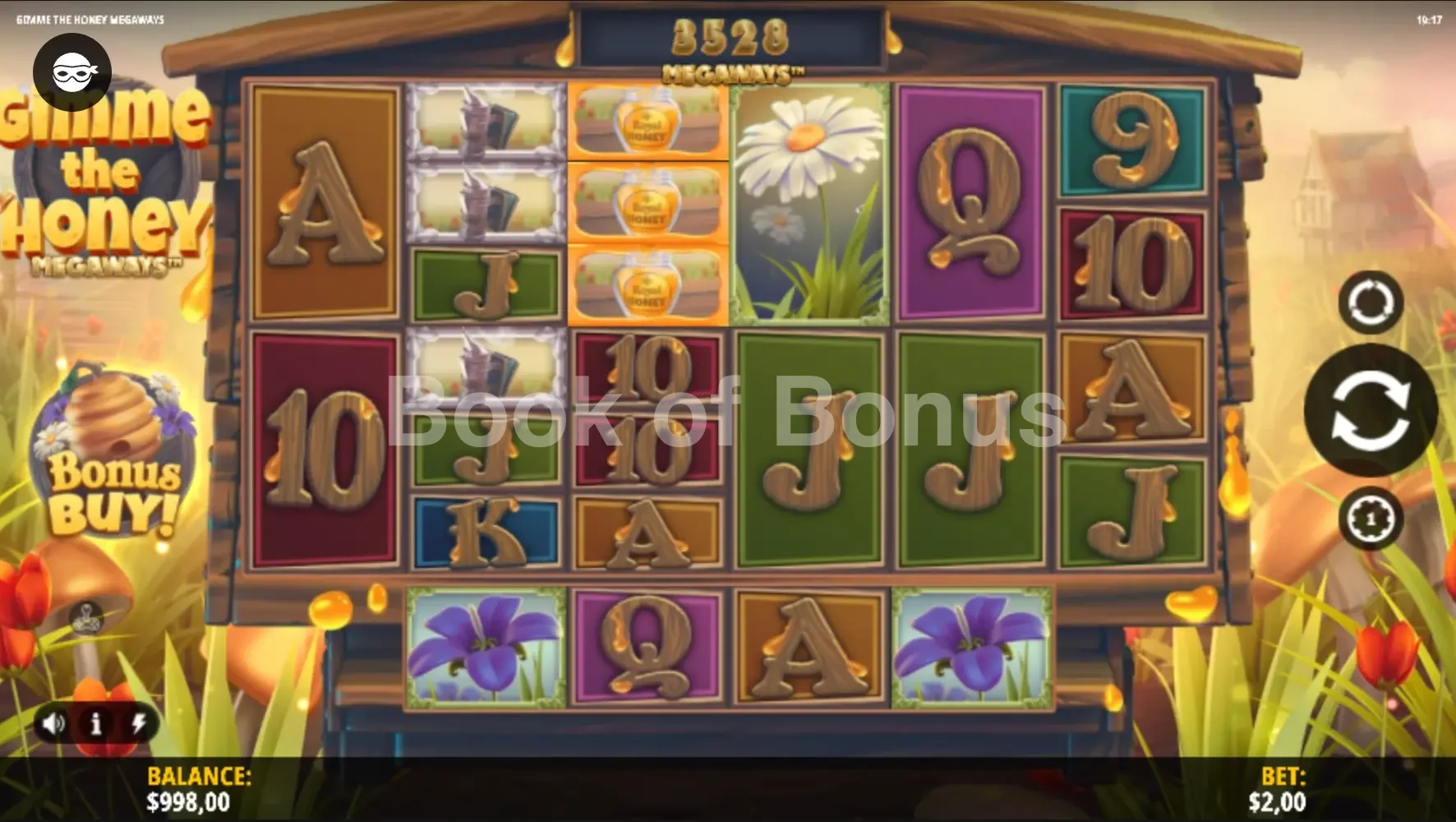 Gimme the Honey Megaways par iSoftBet - jeu de base et disposition des rouleaux