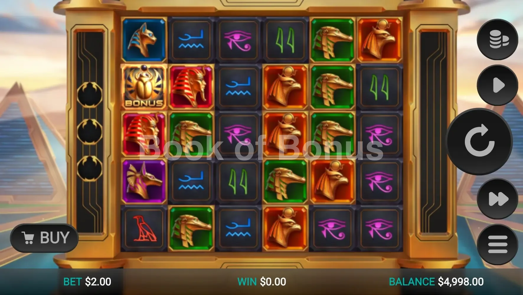Glyph of Gods par Relax Gaming - jeu de base et disposition des rouleaux