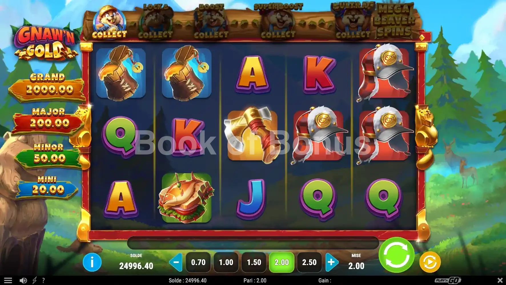 Gnaw’n Gold par Play'n GO - jeu de base et disposition des rouleaux