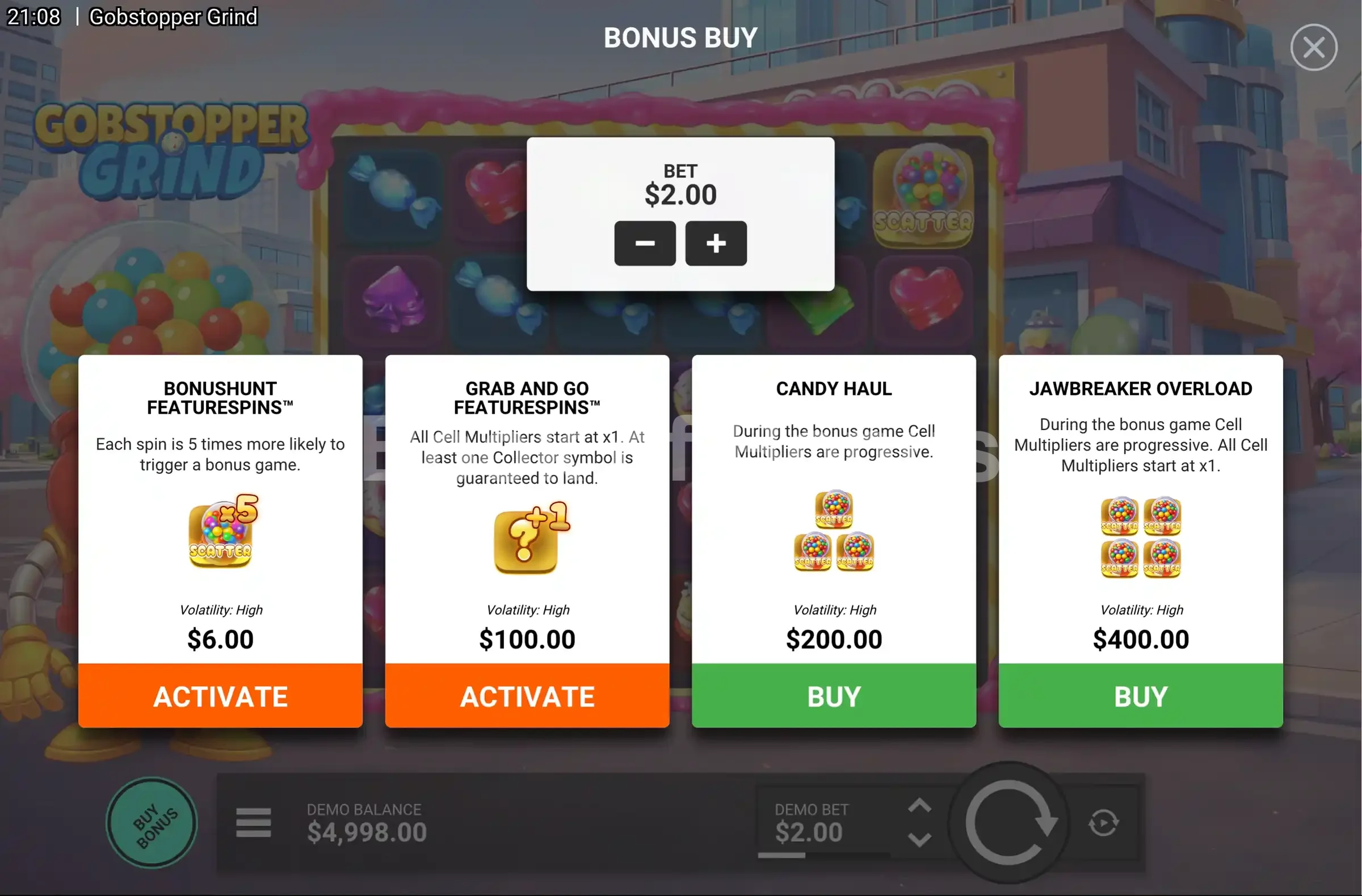 Achat de bonus Gobstopper Grind