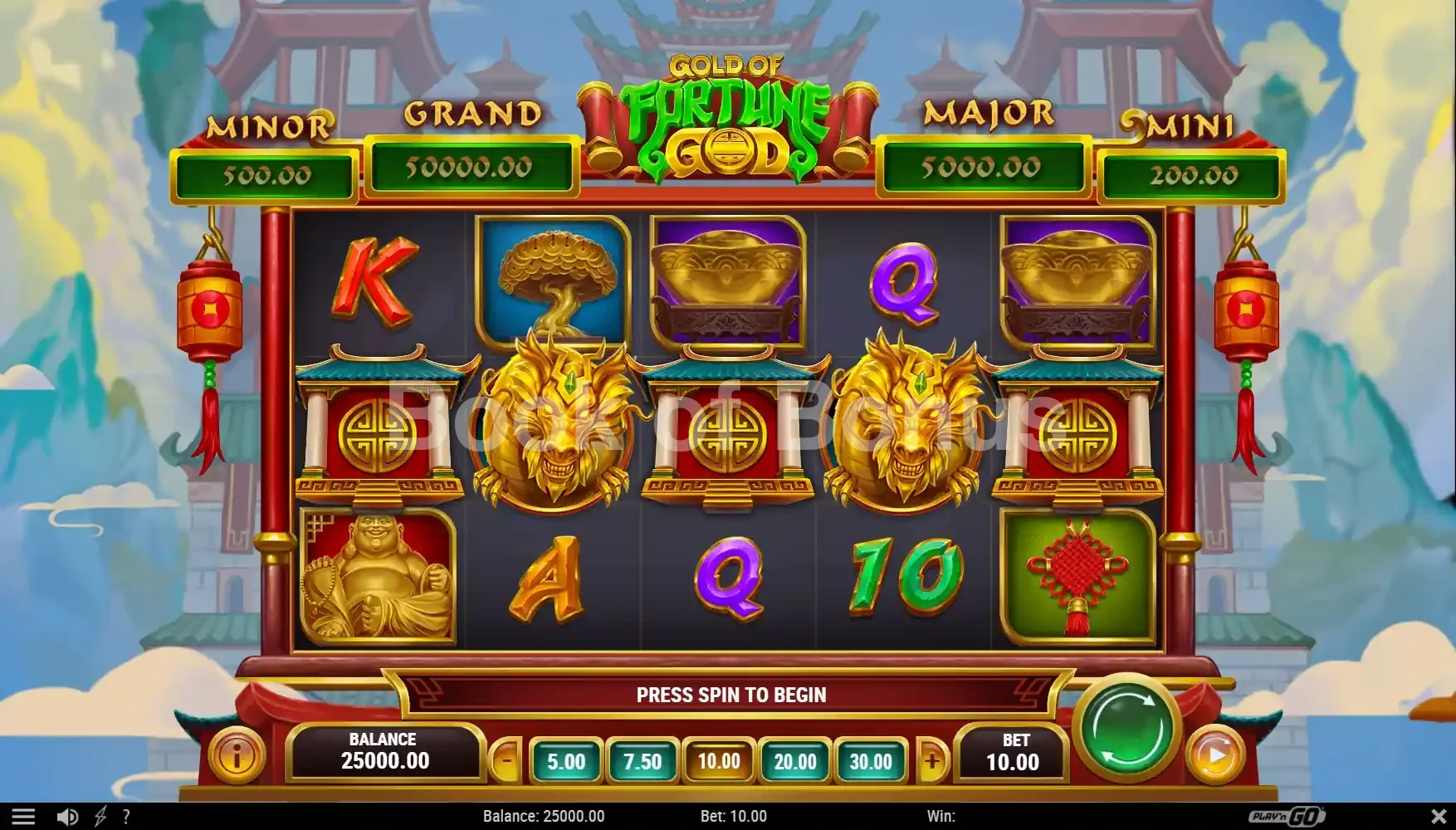 Gold of Fortune God par Play'n GO - jeu de base et disposition des rouleaux