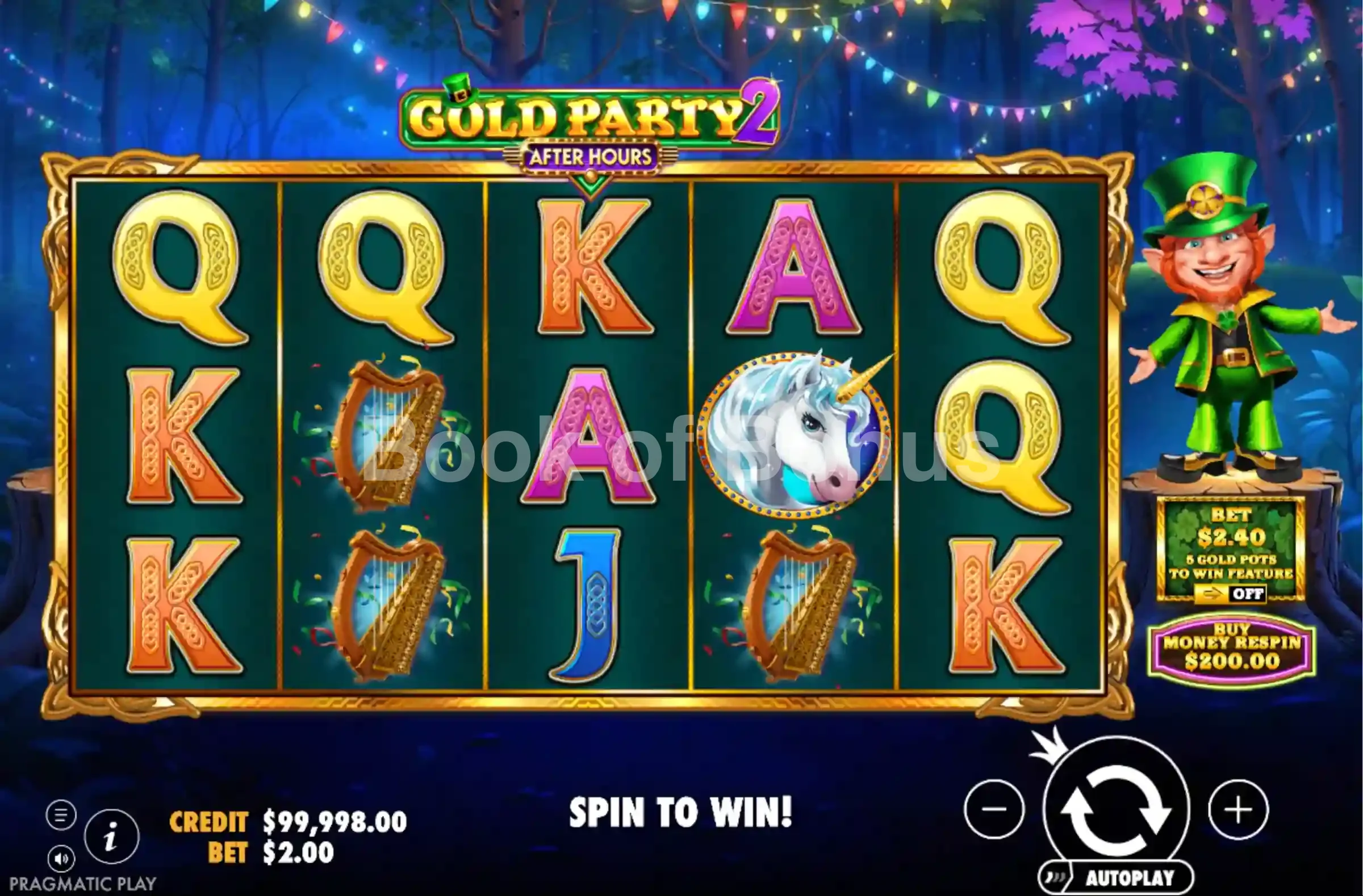 Gold Party 2 After Hours par Pragmatic Play - jeu de base et disposition des rouleaux