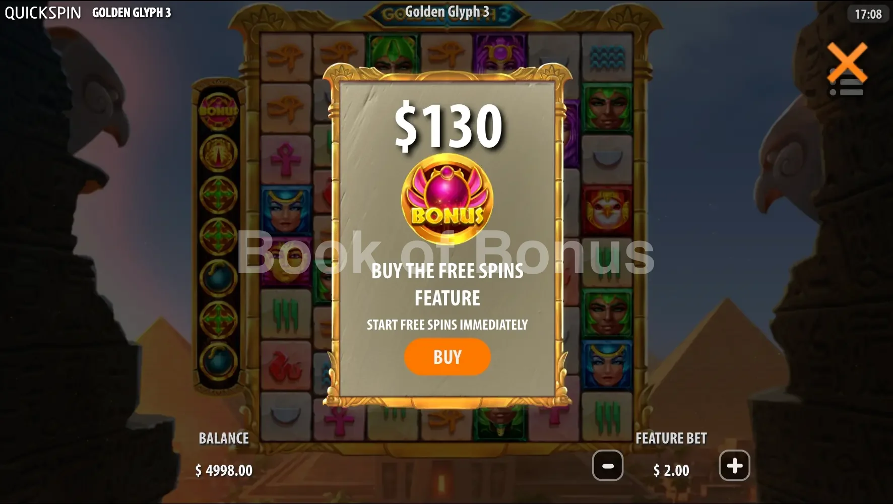 Achat de bonus Golden Glyph 3