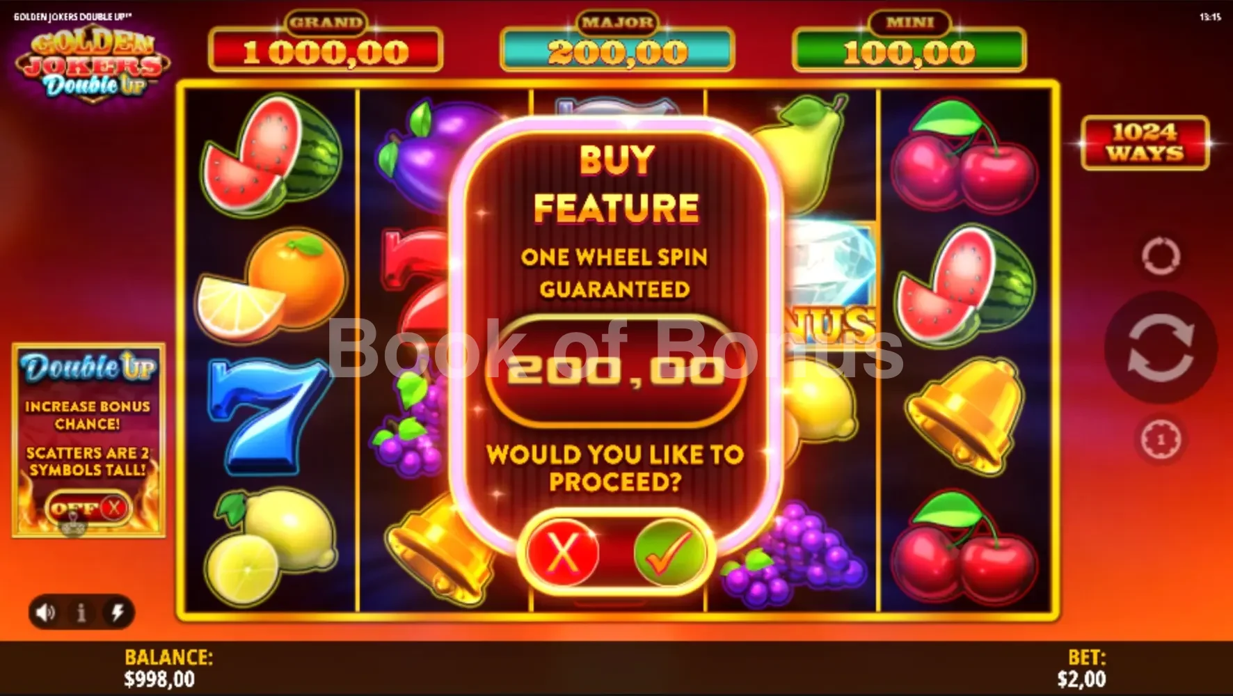 Golden Jokers Double Up par iSoftBet - menu d'achat de bonus et options