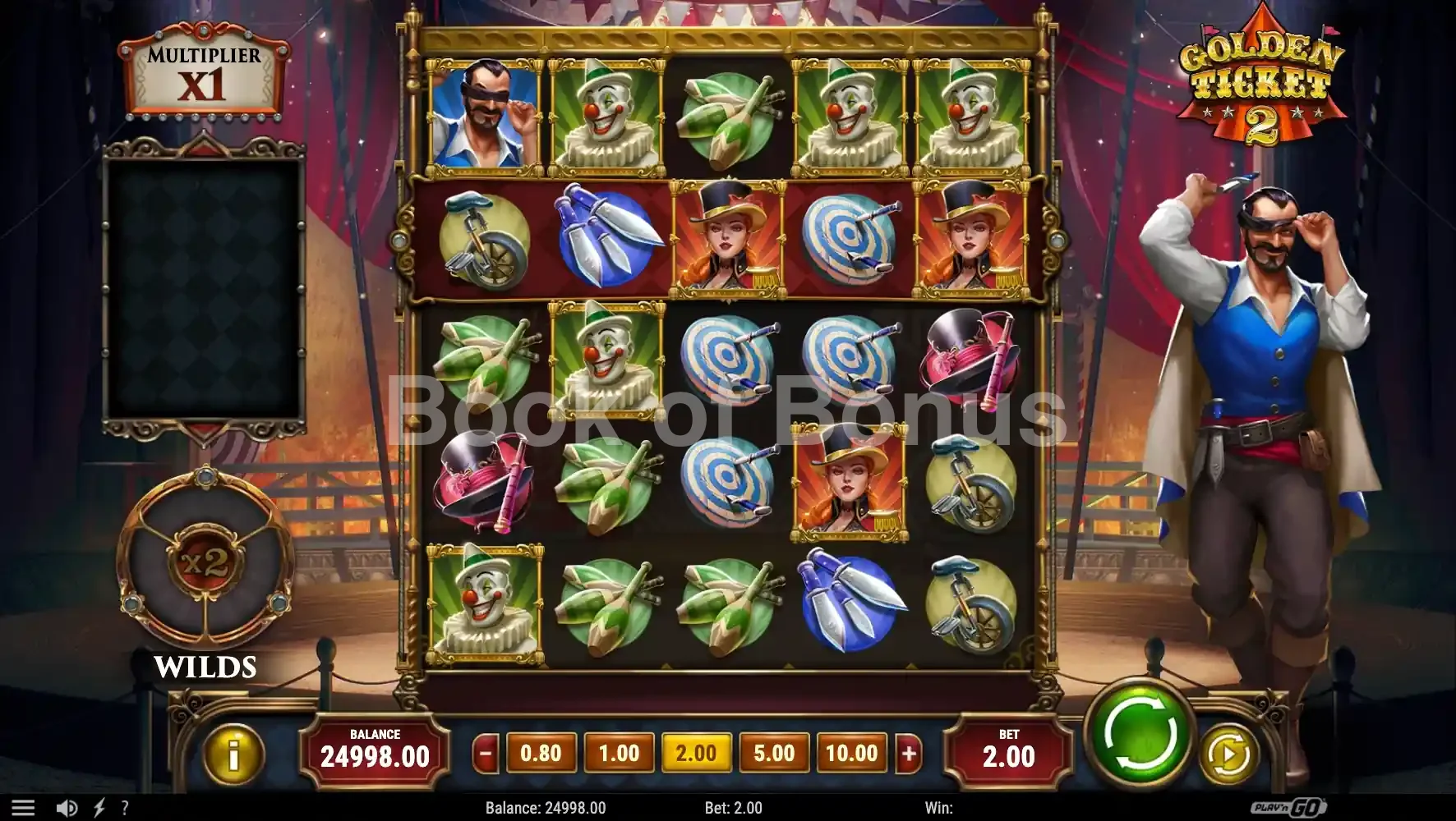 Golden Ticket 2 par Play'n GO - jeu de base et disposition des rouleaux