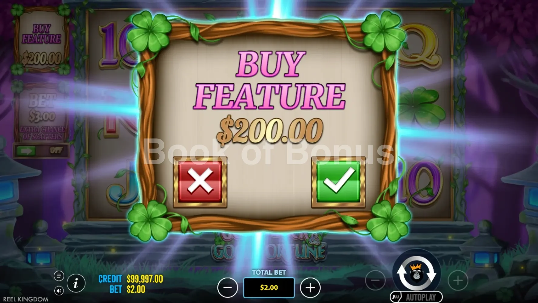 Good Luck & Good Fortune par Pragmatic Play - menu d'achat de bonus et options