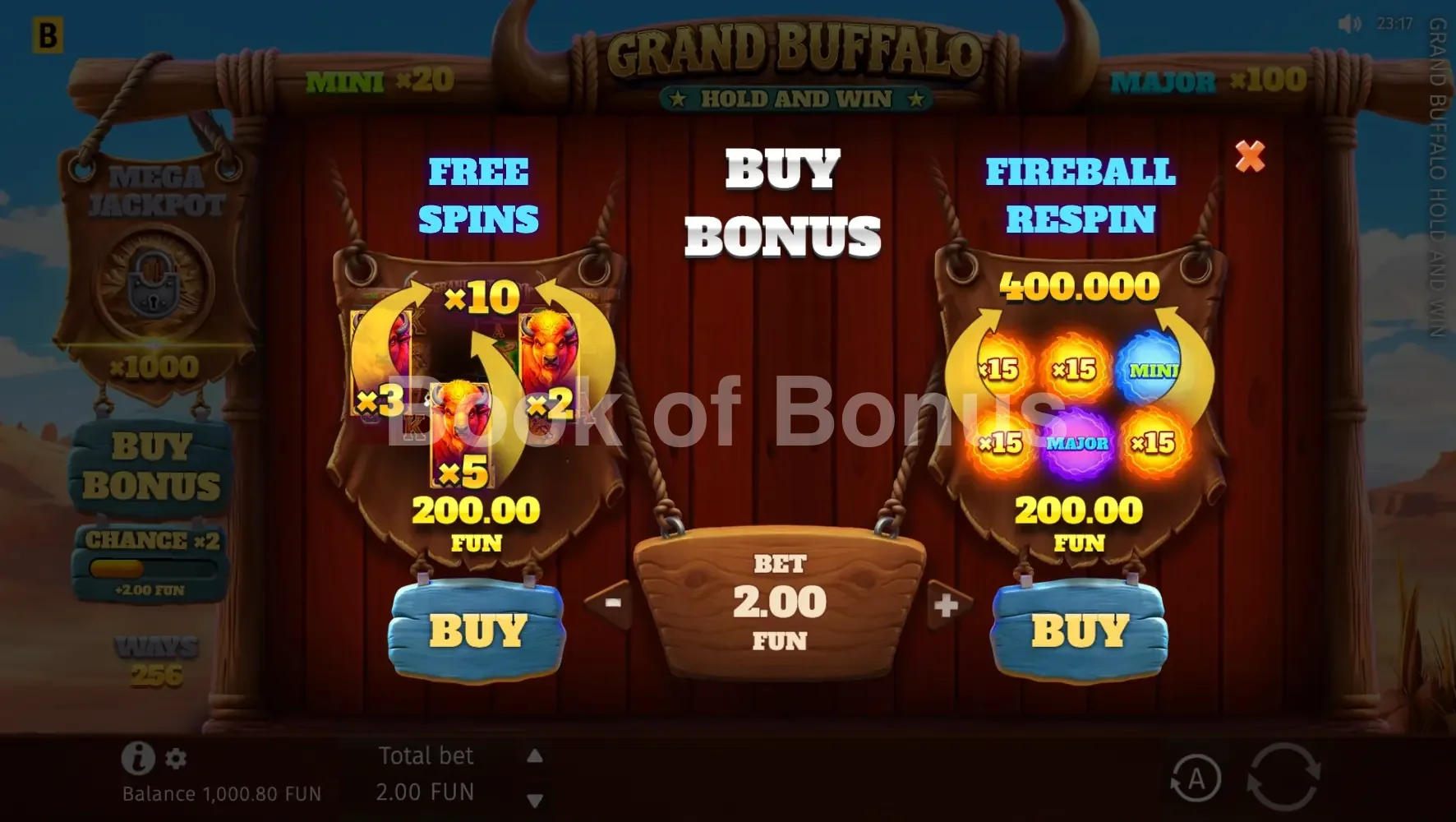 Achat de bonus Grand Buffalo Hold & Win