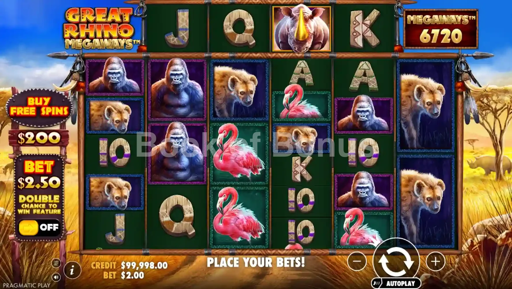 Jeu de base Great Rhino Megaways