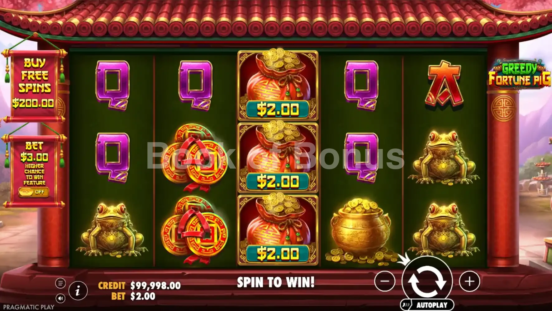 Greedy Fortune Pig par Pragmatic Play - jeu de base et disposition des rouleaux
