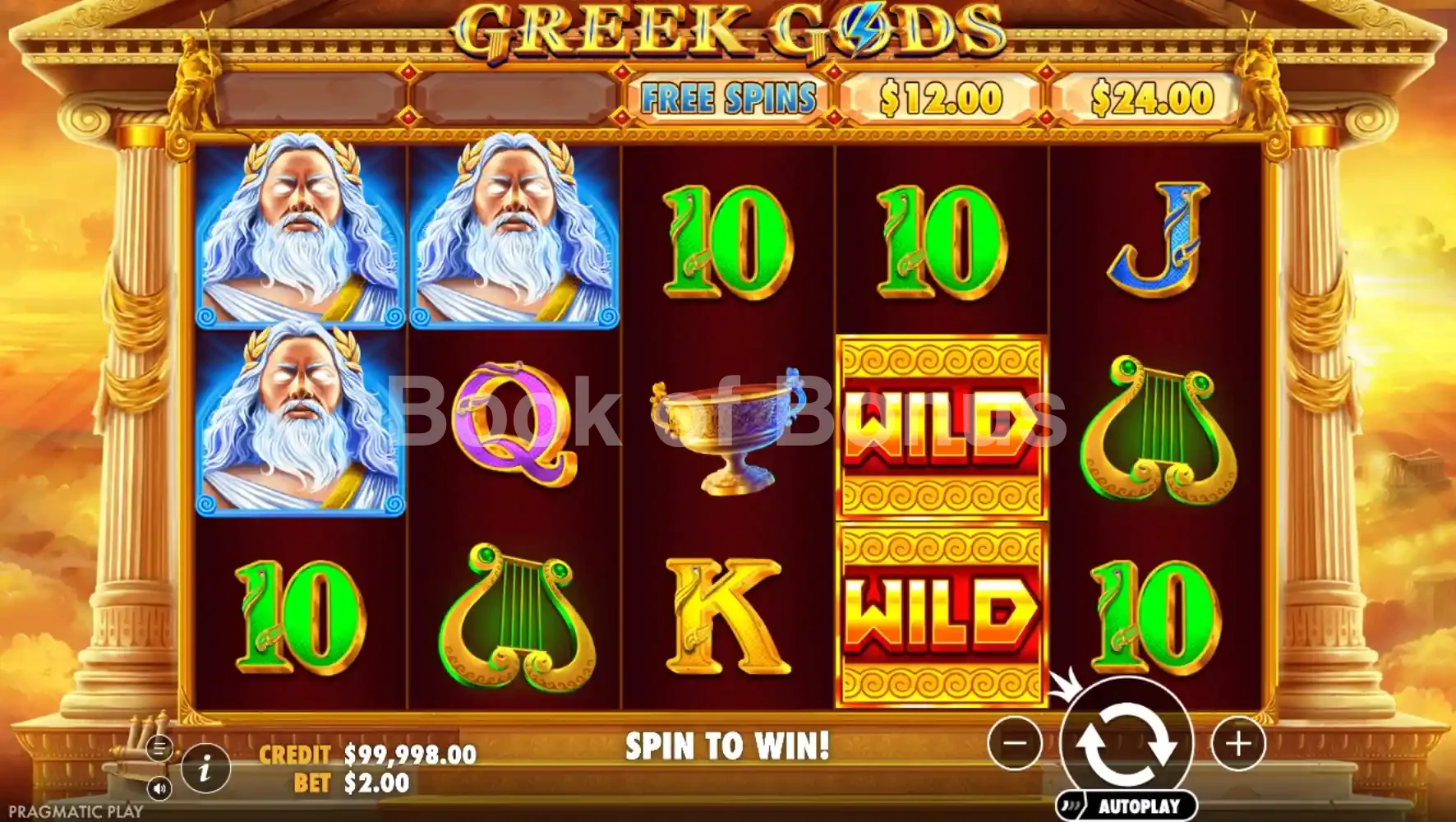 Greek Gods par Pragmatic Play - jeu de base et disposition des rouleaux