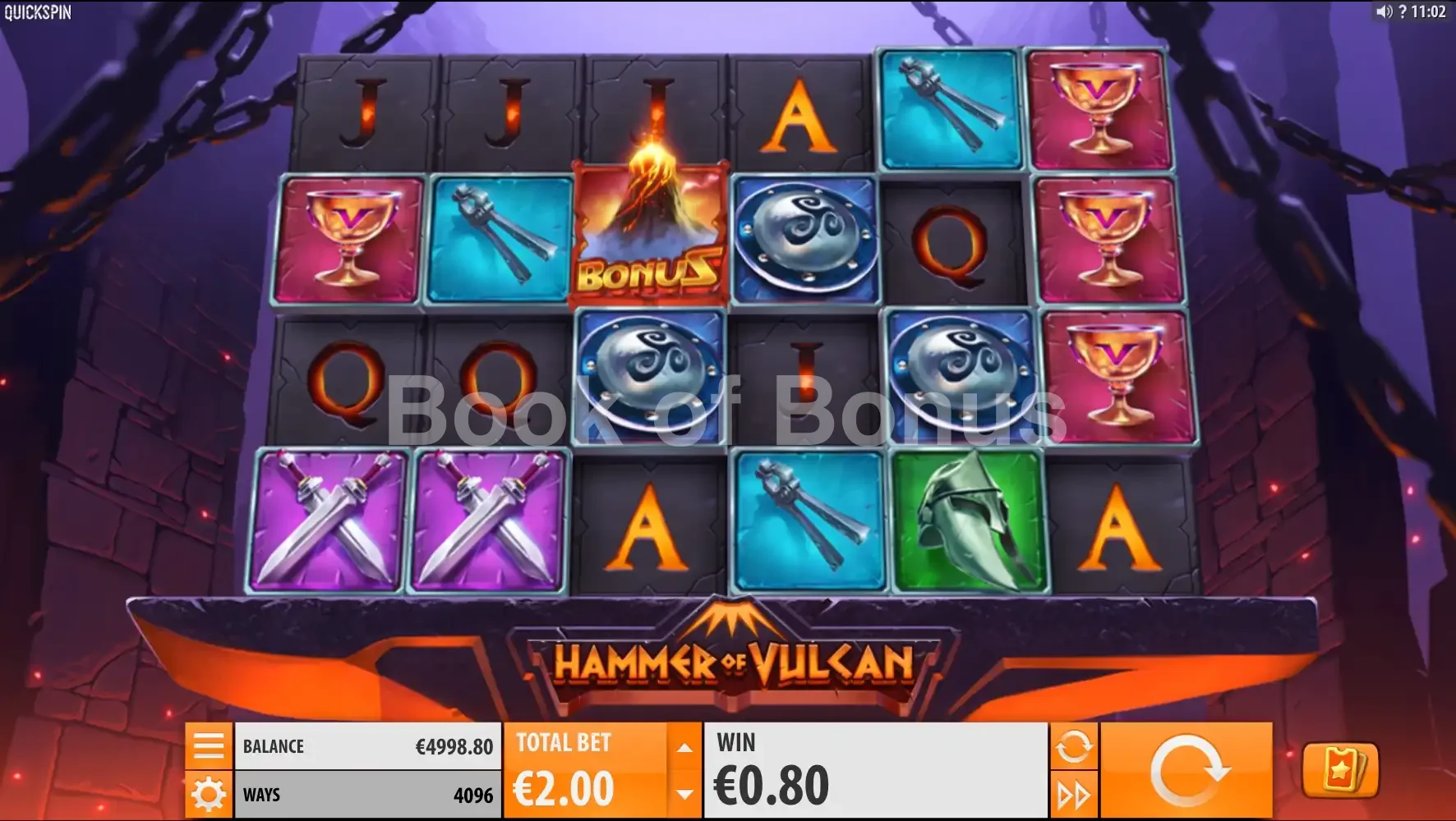 Hammer Of Vulcan par Quickspin - jeu de base et disposition des rouleaux