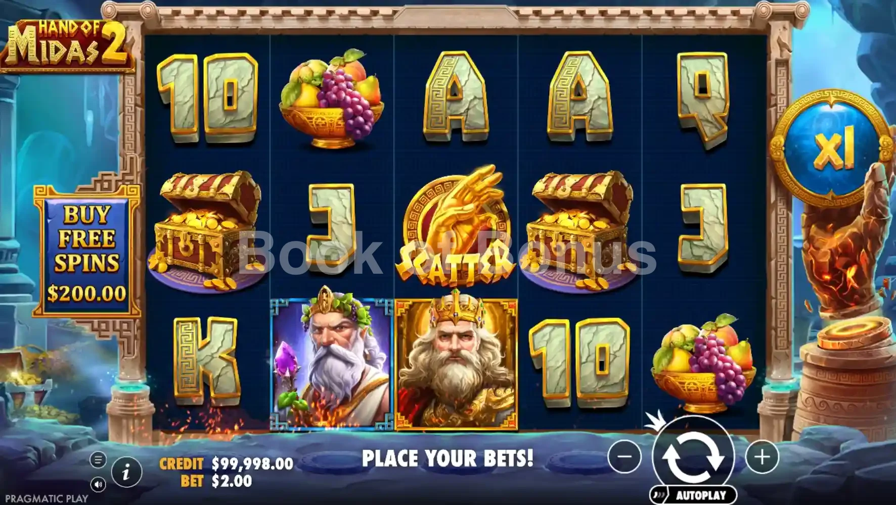 Hand of Midas 2 par Pragmatic Play - jeu de base et disposition des rouleaux