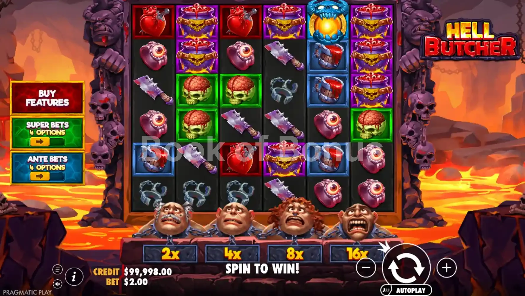 Hell Butcher par Pragmatic Play - jeu de base et disposition des rouleaux