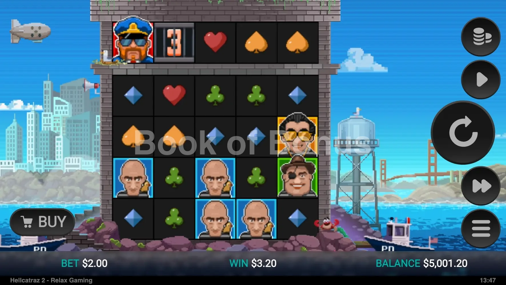 Hellcatraz 2 Dream Drop par Relax Gaming - jeu de base et disposition des rouleaux