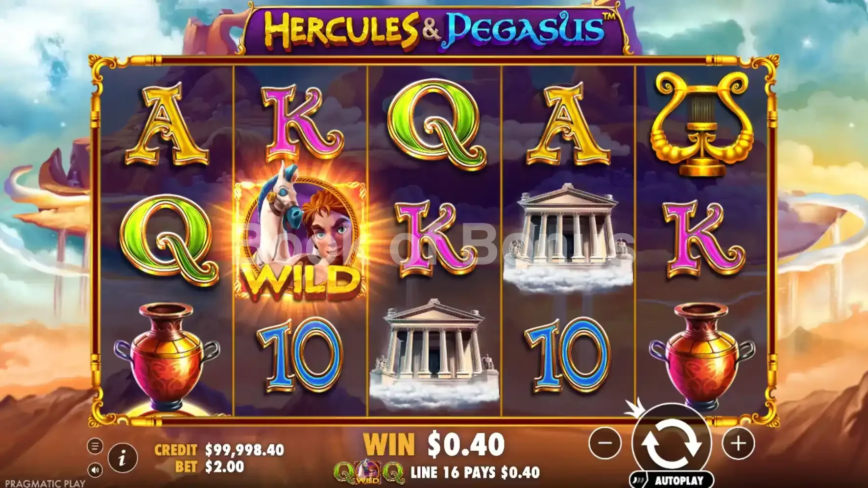 Hercules And Pegasus par Pragmatic Play - jeu de base et disposition des rouleaux