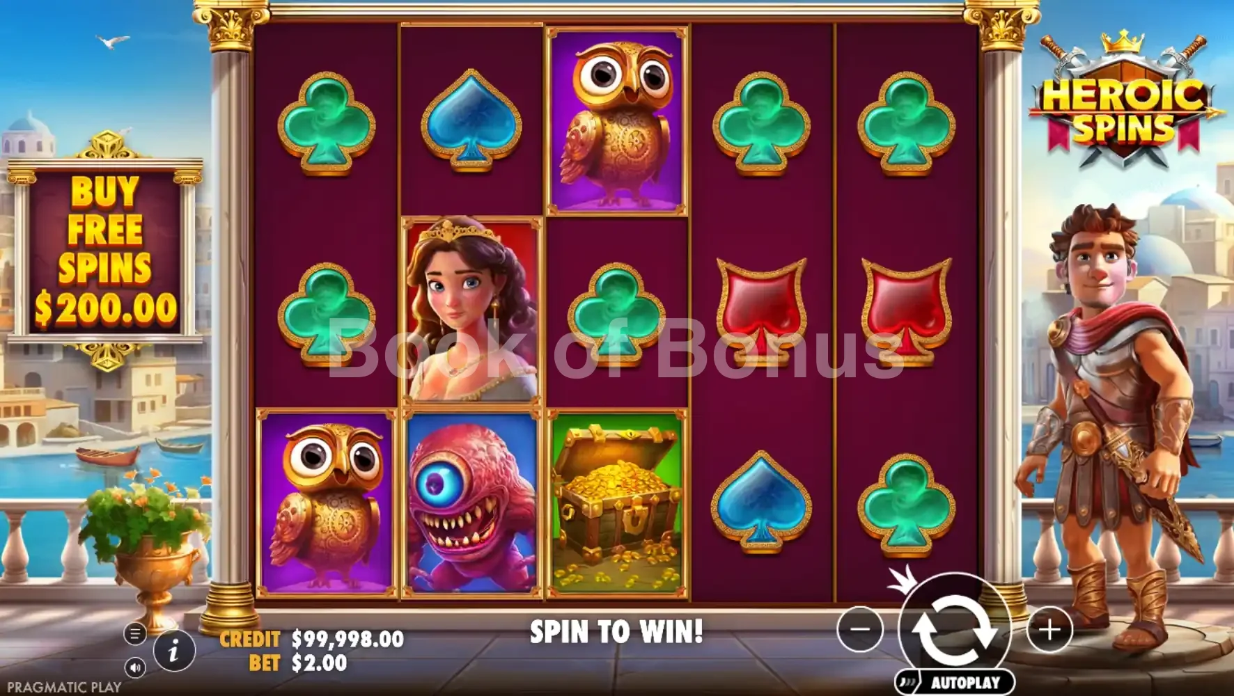 Heroic Spins par Pragmatic Play - jeu de base et disposition des rouleaux