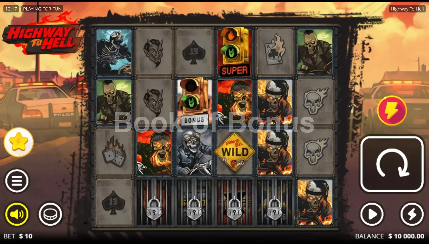 Highway to Hell par Nolimit City - jeu de base et disposition des rouleaux